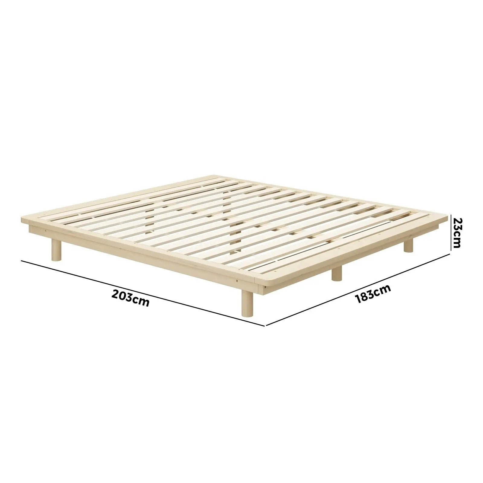 Oikiture Bed Frame King Size Wooden Bed Base Floating