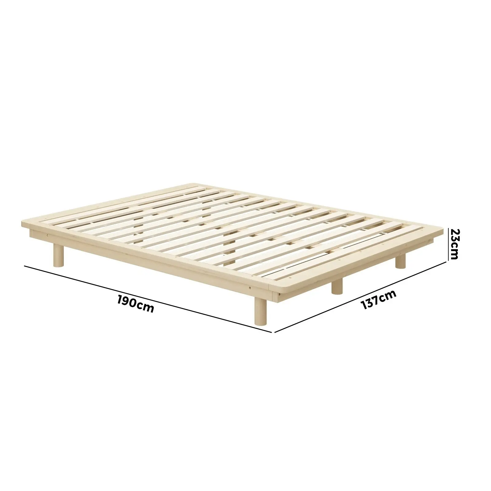 Oikiture Bed Frame Double Size Wooden Bed Base Floating