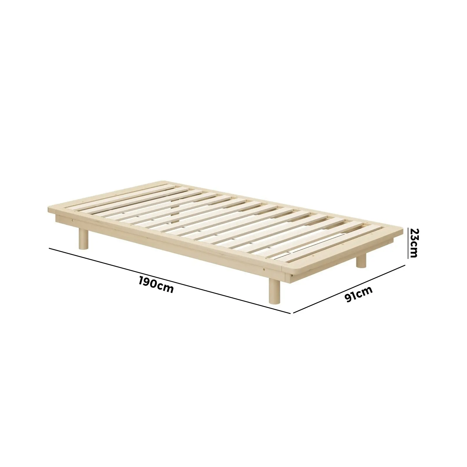 Oikiture Bed Frame Single Size Wooden Bed Base Floating