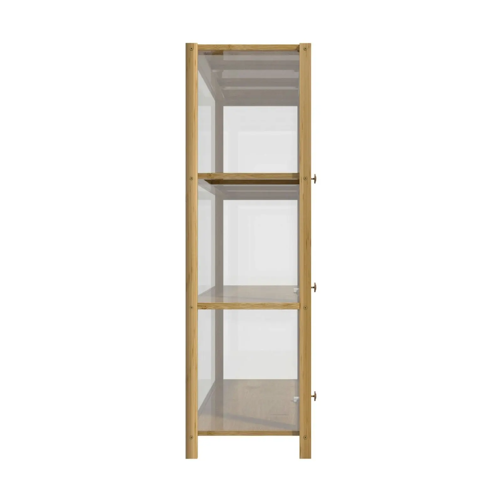 Oikiture Display Cabinet Storage 3-Tier Shelves Clear Bookcase Stand Rack Oak