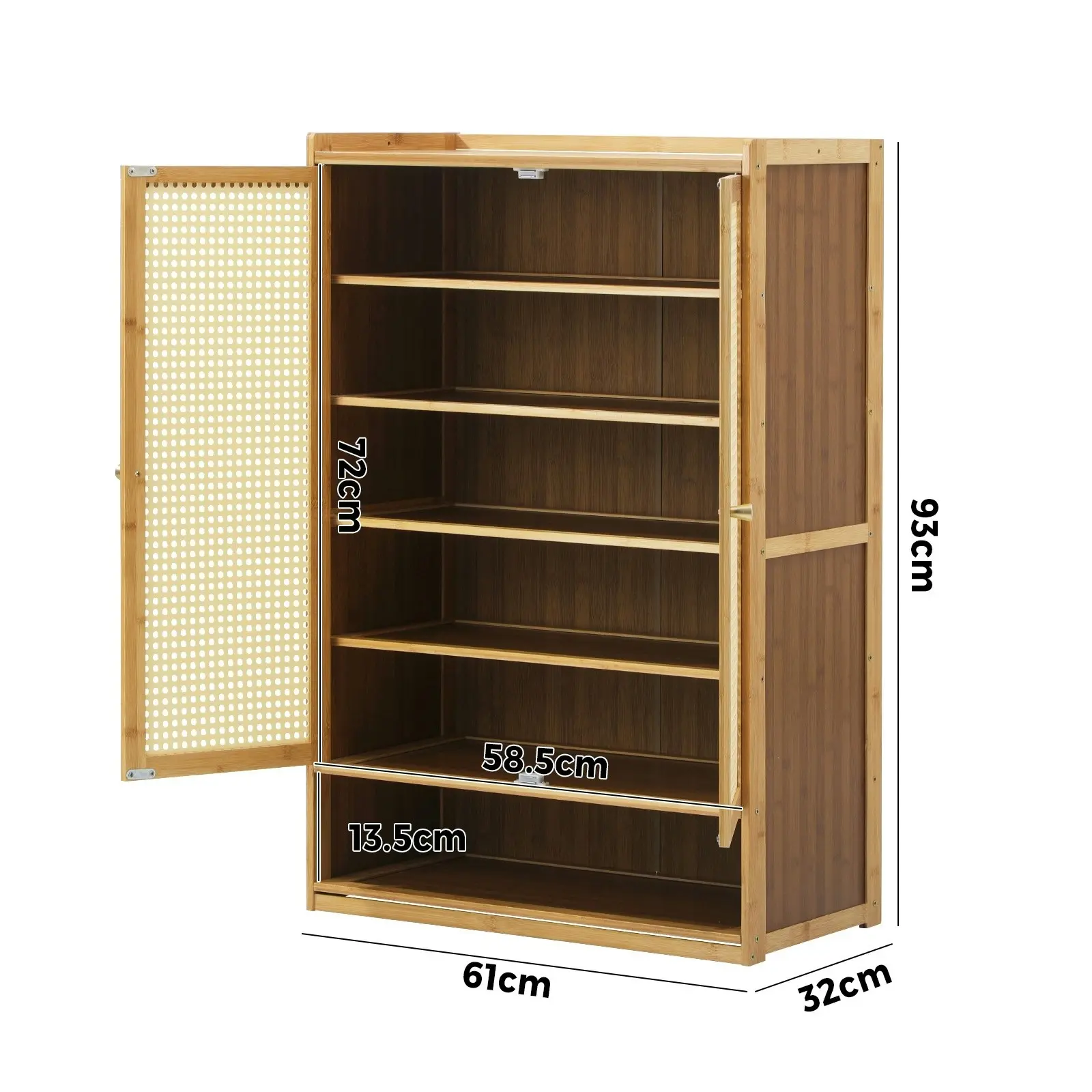 Oikiture Shoe Storage Cabinet Shoes Rack Organiser Shelf 2 Doors Rattan Brown