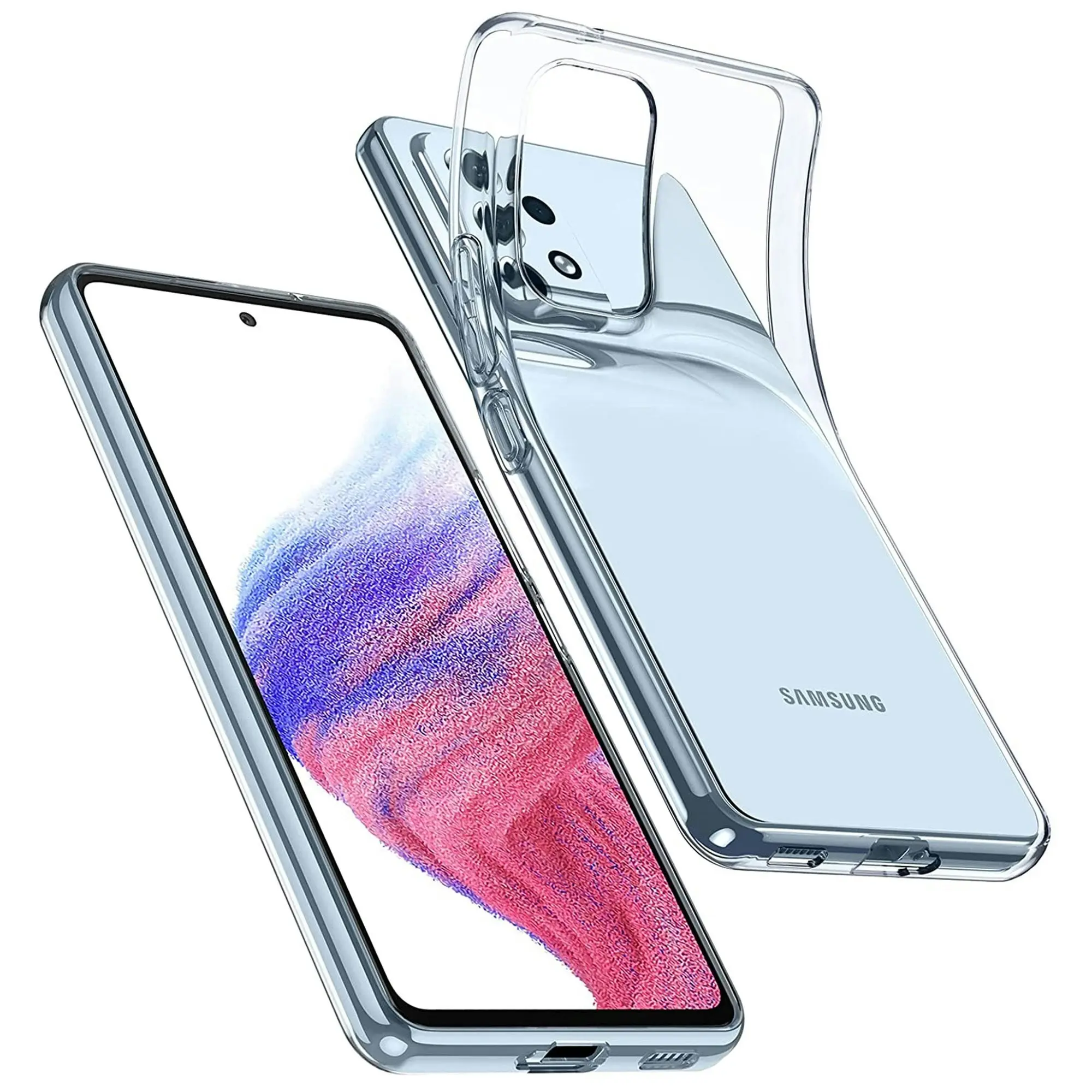 MEZON Galaxy A53 5G Ultra Slim Crystal Clear Premium TPU Gel Back Case – Shock Absorption, Wireless Charging Compatible