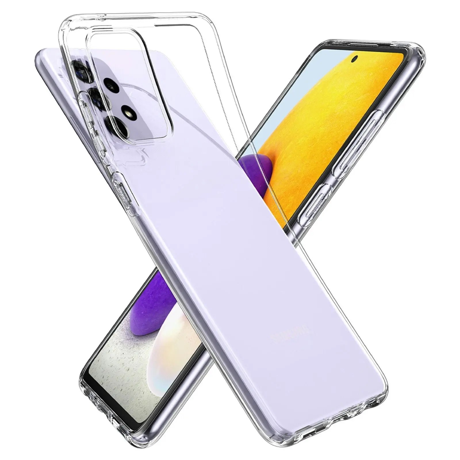 MEZON Galaxy A72 Ultra Slim Crystal Clear Premium TPU Gel Back Case – Shock Absorption, Wireless Charging Compatible