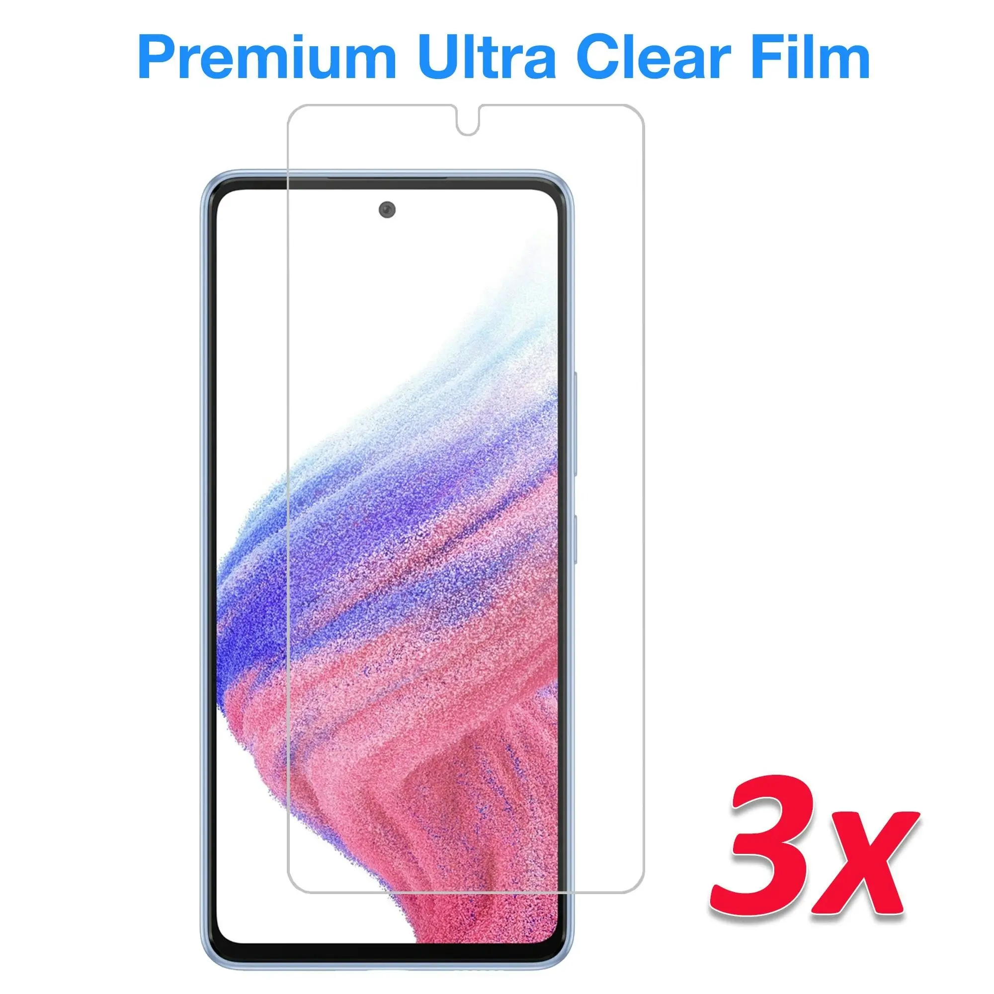 [3 Pack] MEZON Samsung Galaxy A53 5G Ultra Clear Screen Protector Case Friendly Film (A53 5G, Clear)