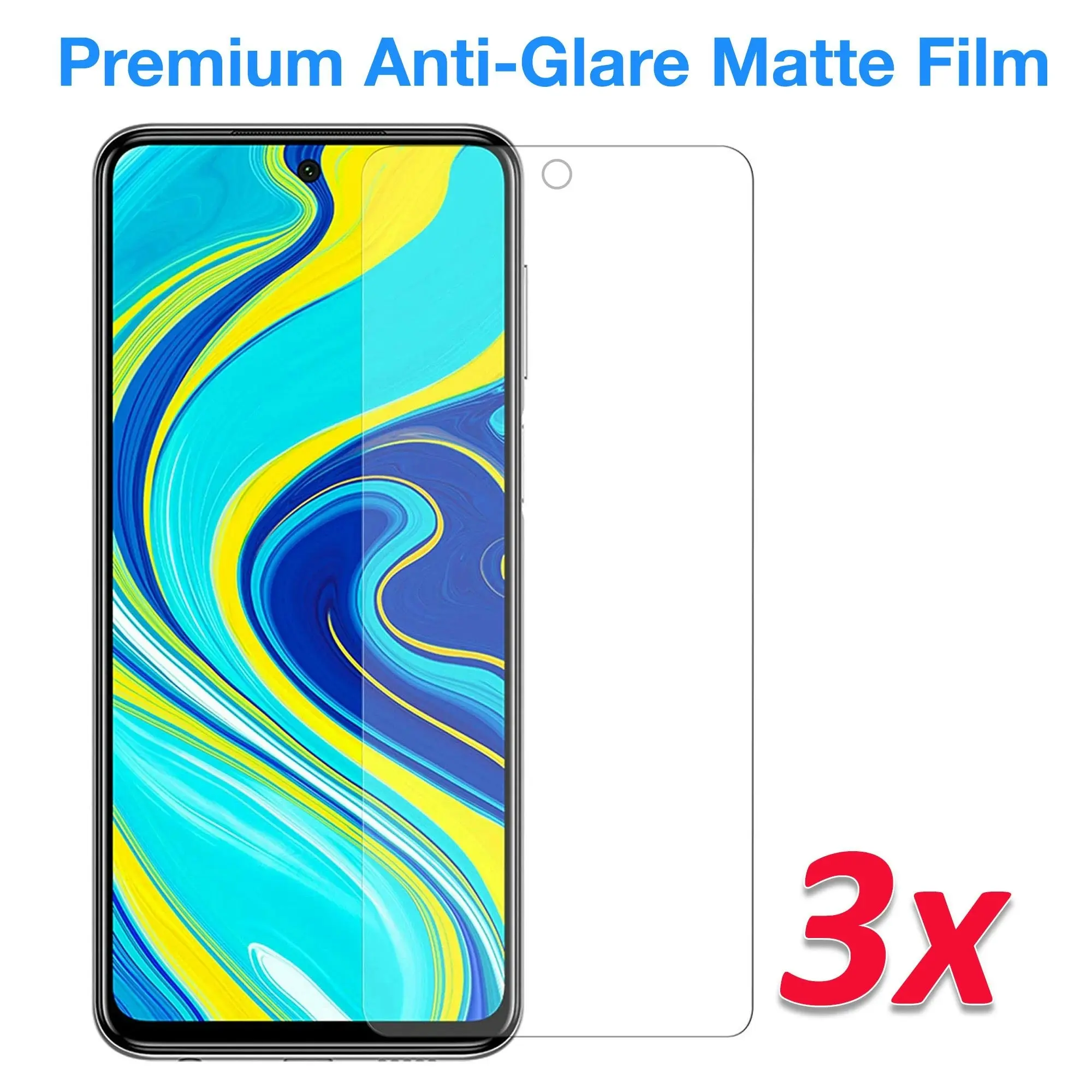 [3 Pack] MEZON Xiaomi Redmi Note 9S Anti-Glare Matte Screen Protector Case Friendly Film (Redmi Note 9S, Matte)