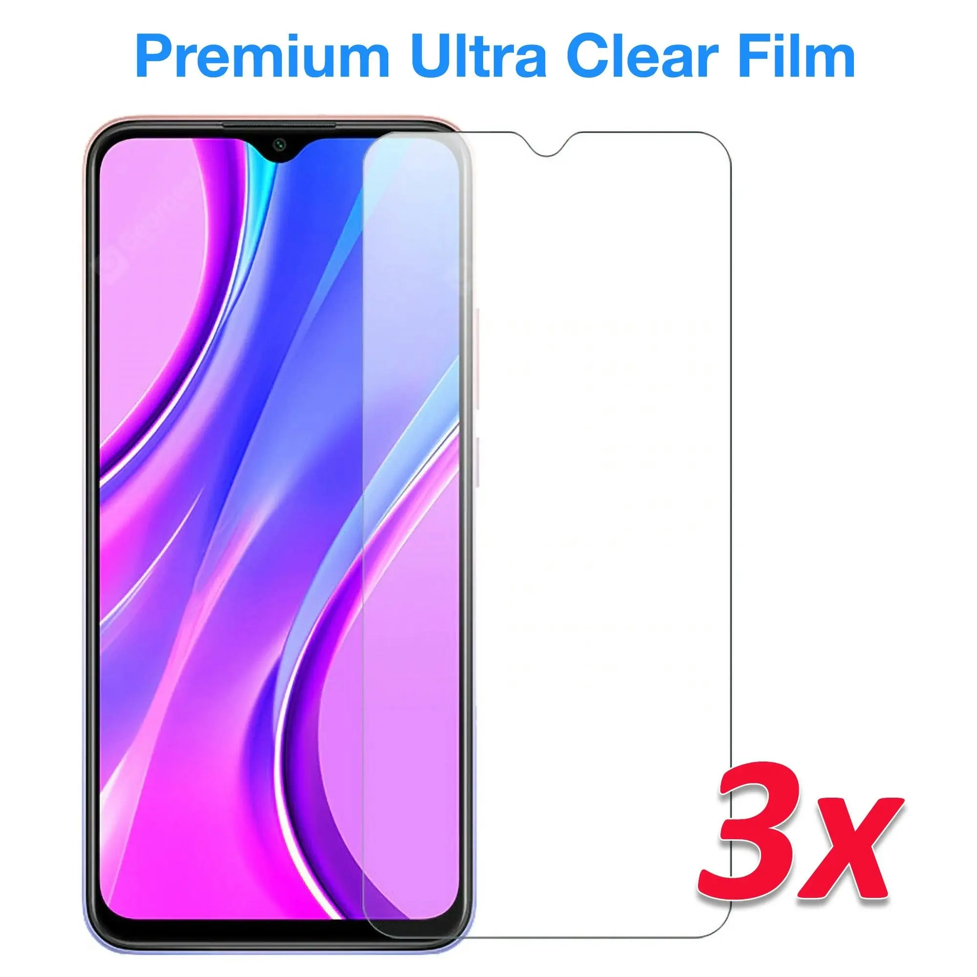 [3 Pack] MEZON Xiaomi Redmi 9T Ultra Clear Screen Protector Case Friendly Film (Redmi 9T, Clear)