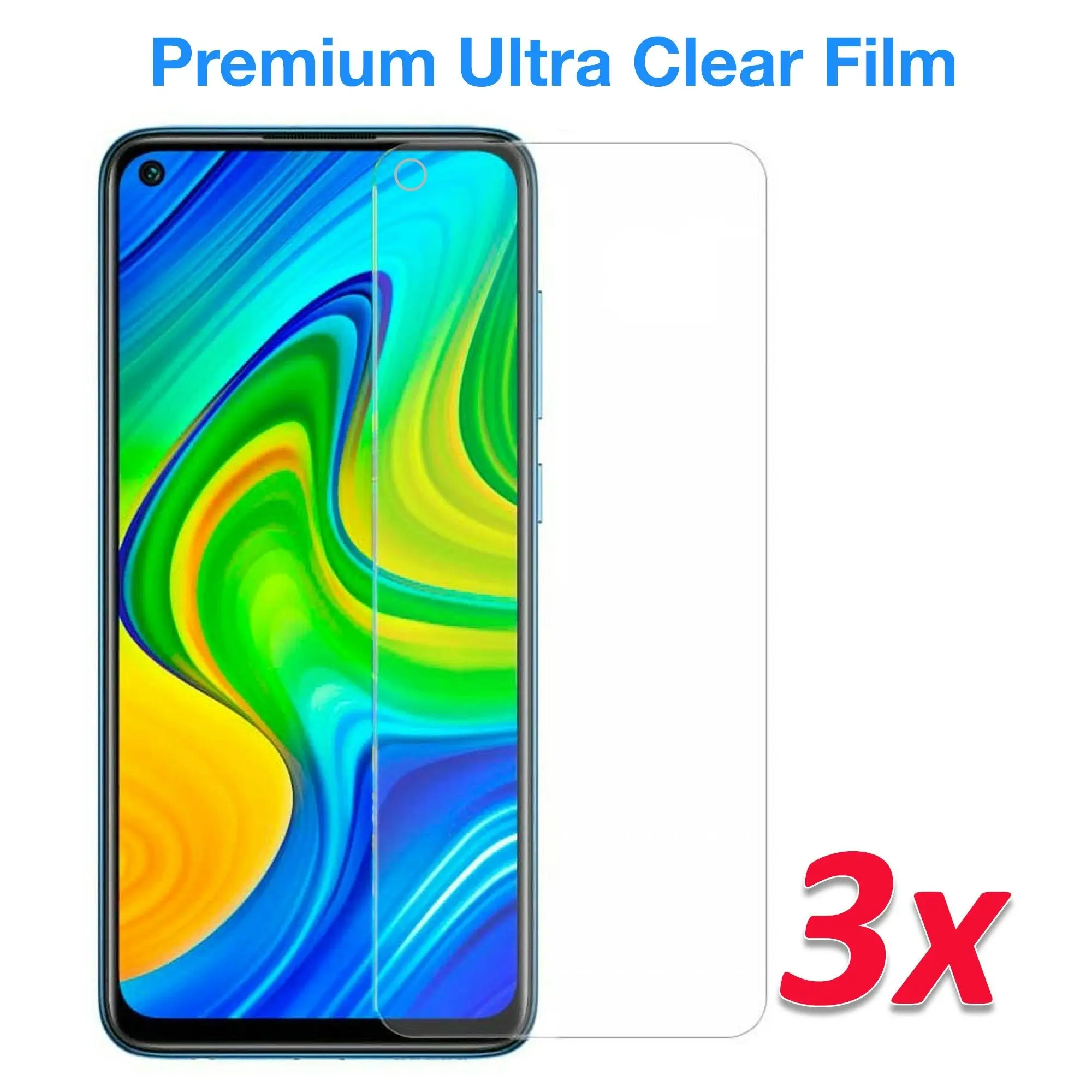 [3 Pack] MEZON Xiaomi Redmi Note 9 Ultra Clear Screen Protector Case Friendly Film (Redmi Note 9, Clear)