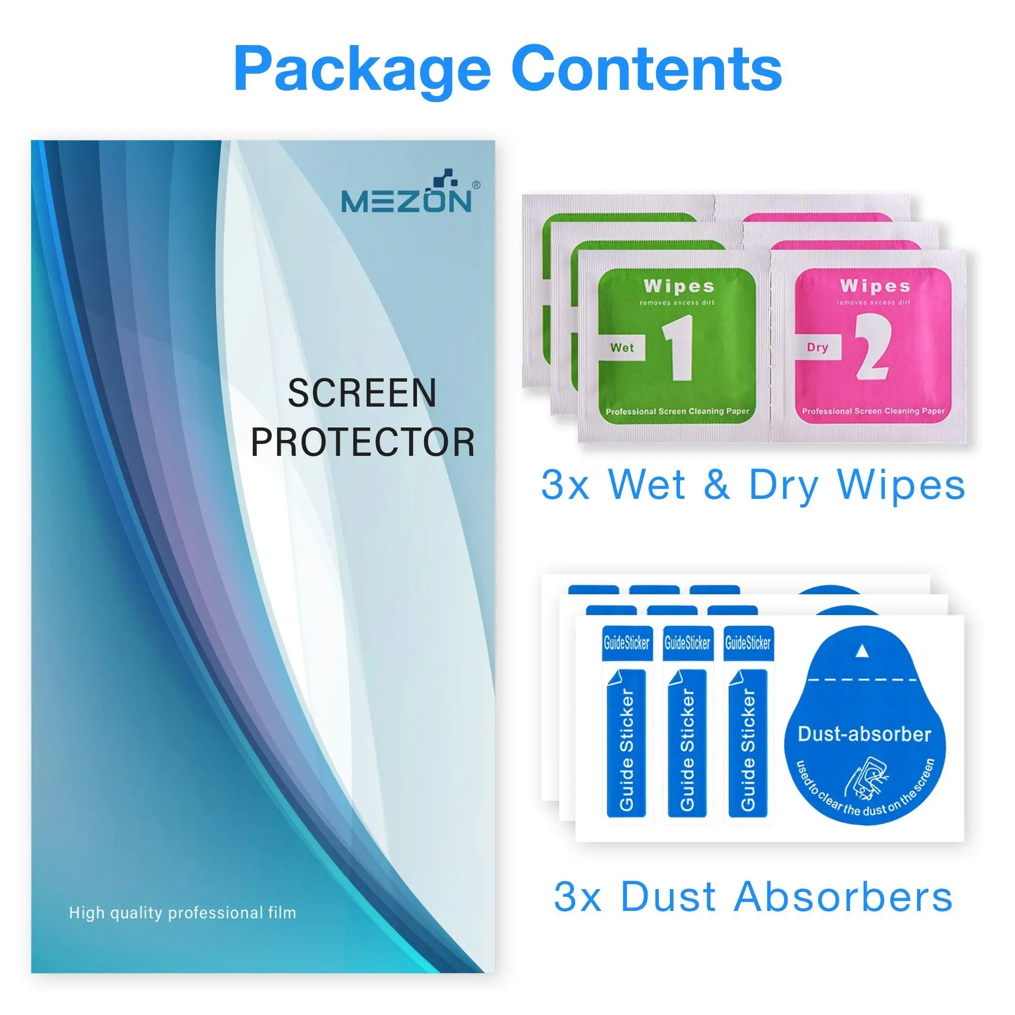 [3 Pack] MEZON HUAWEI P40 Premium Clear Edge-to-Edge Full Coverage Screen Protector Fingerprint Sensor Compatible Film