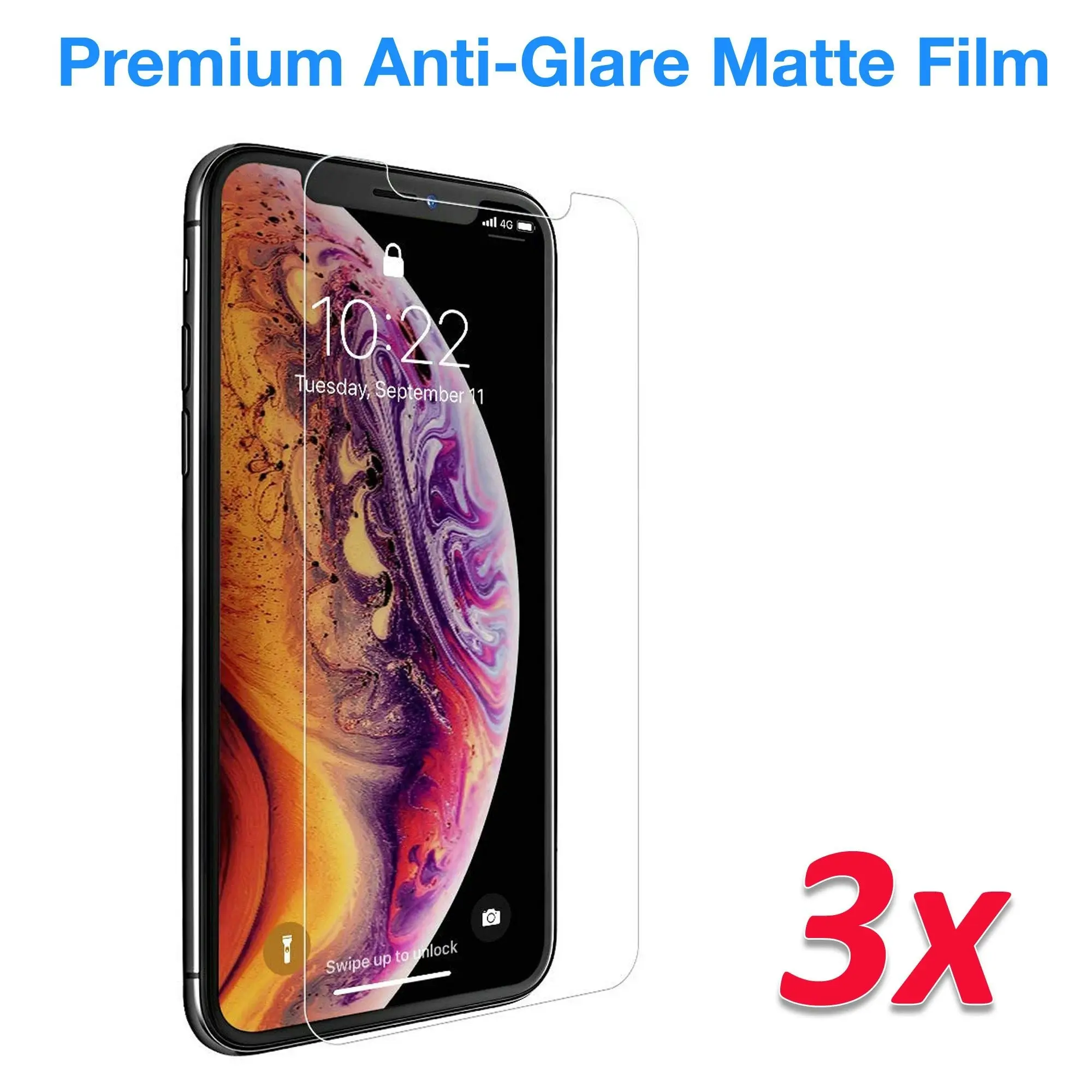 [3 Pack] MEZON Apple iPhone XS Max (6.5") Anti-Glare Matte Screen Protector Case Friendly Film (iPhone XS Max, Matte)