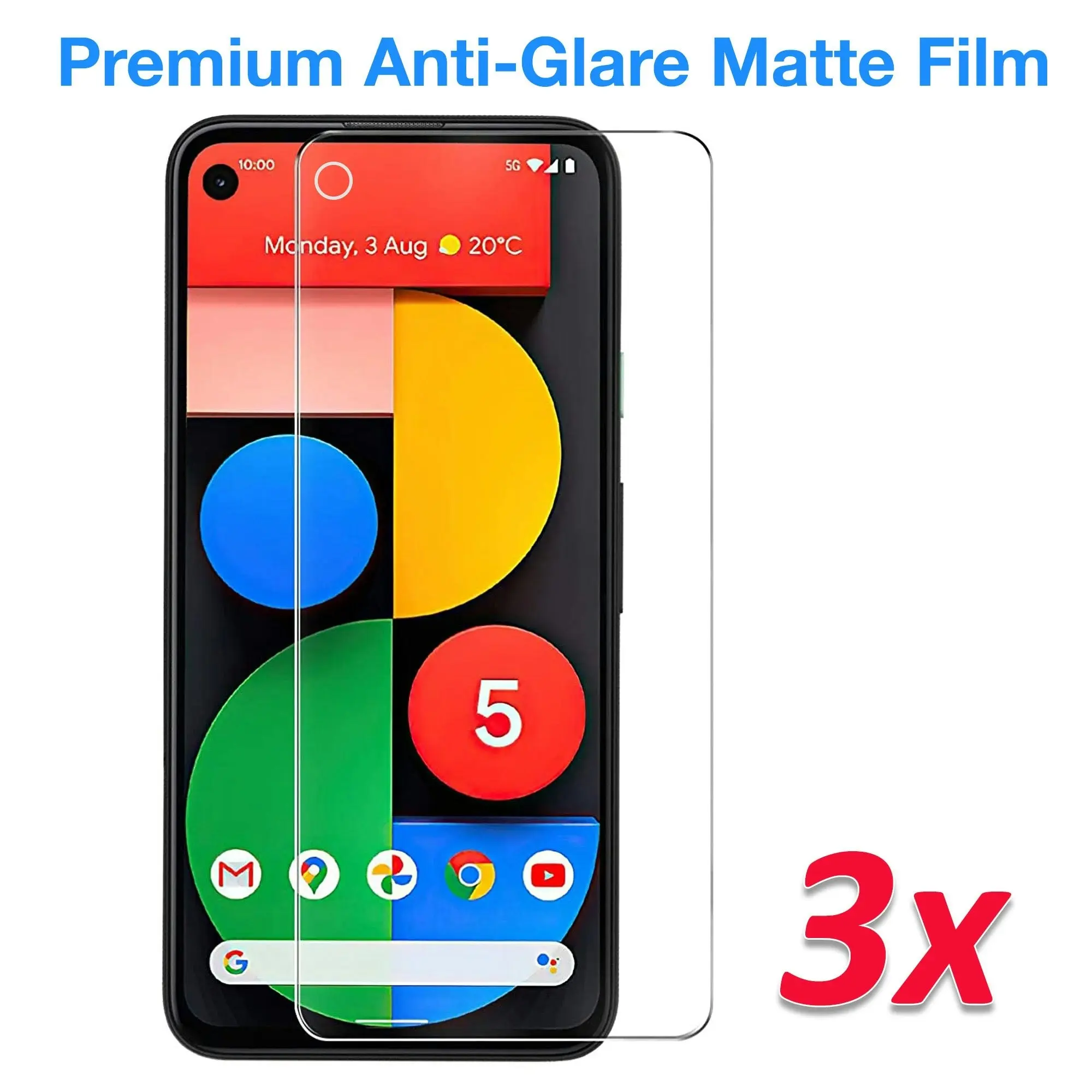 [3 Pack] MEZON Google Pixel 5 (6.0") Anti-Glare Matte Screen Protector Case Friendly Film (Pixel 5, Matte)