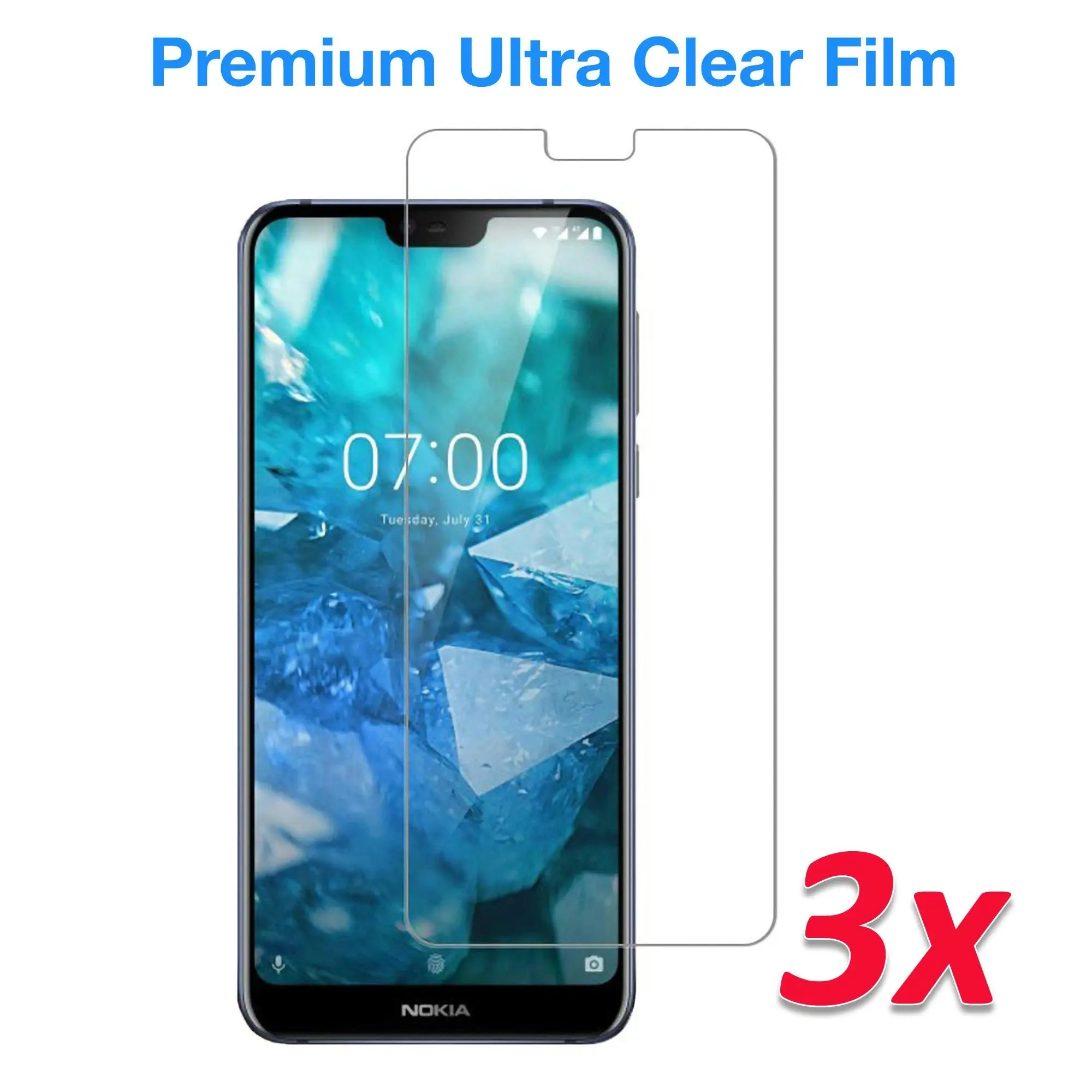 [3 Pack] MEZON Nokia 7.1 Ultra Clear Screen Protector Case Friendly Film (Nokia 7.1, Clear)