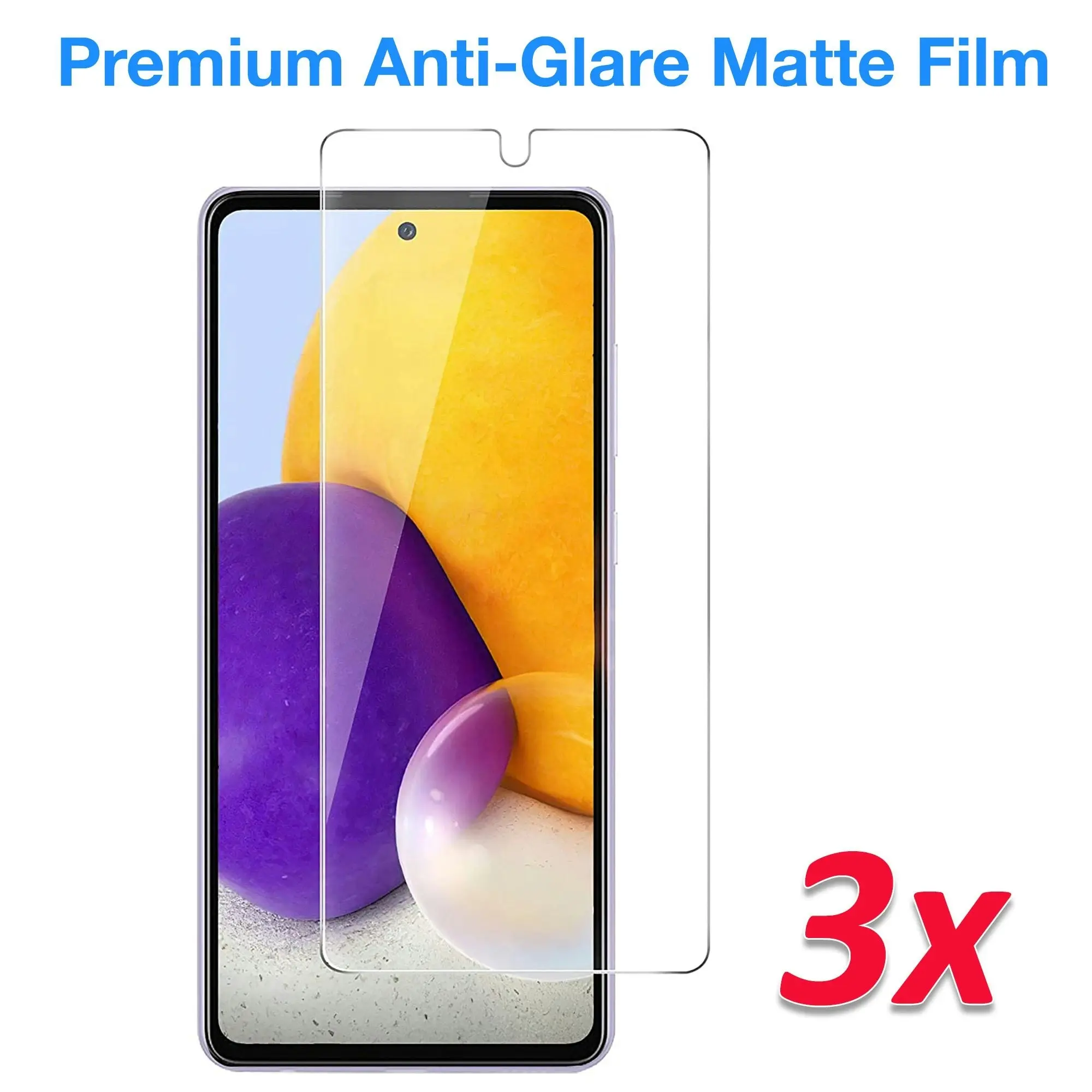 [3 Pack] MEZON Samsung Galaxy A72 Anti-Glare Matte Screen Protector Case Friendly Film (A72, Matte)