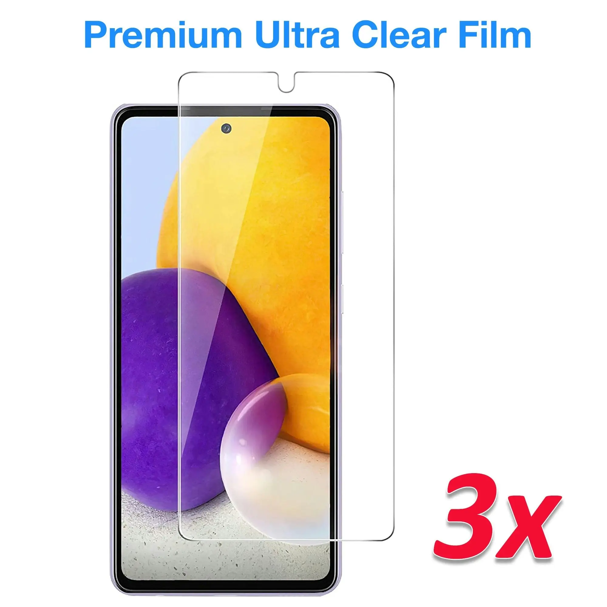 [3 Pack] MEZON Samsung Galaxy A72 Ultra Clear Screen Protector Case Friendly Film (A72, Clear)