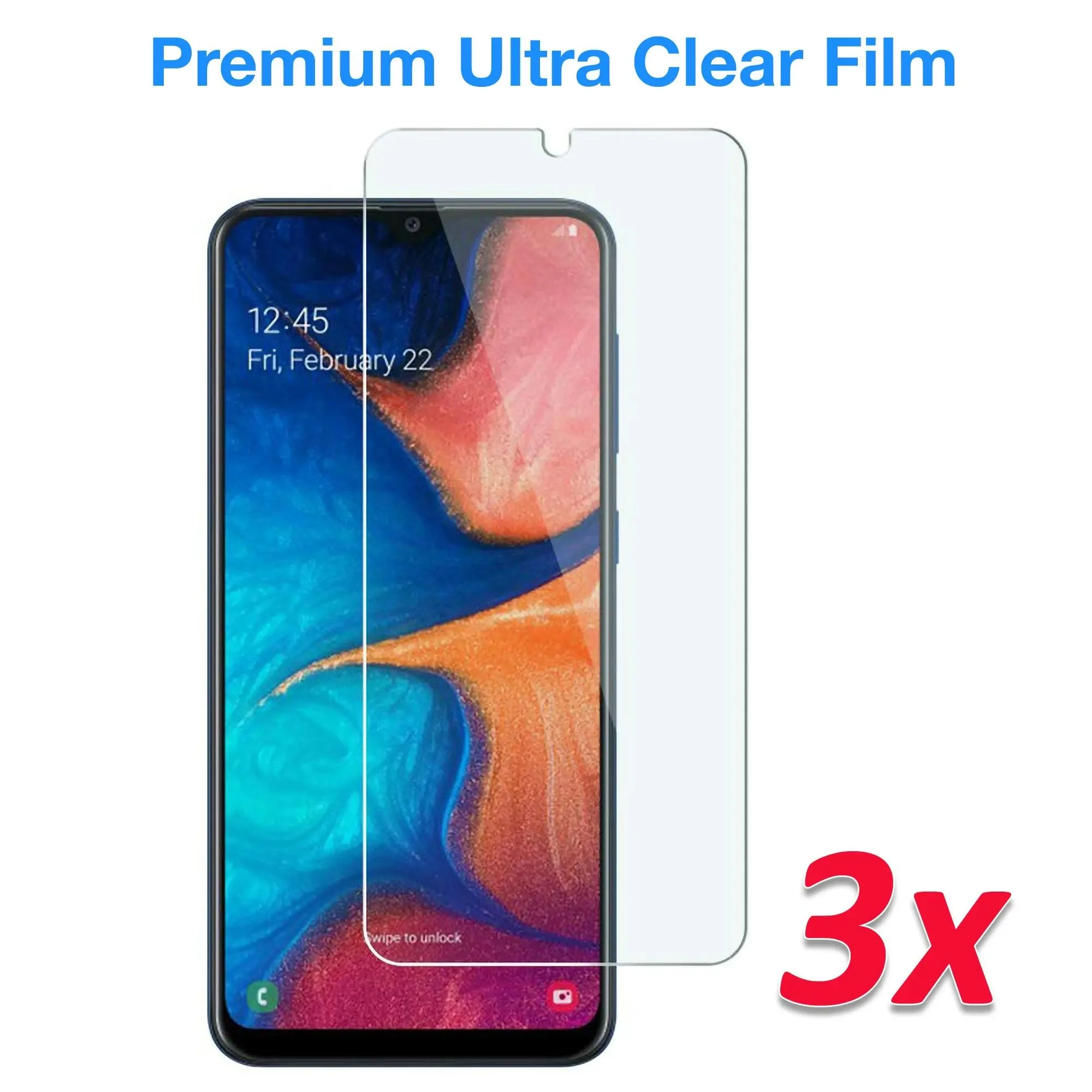 [3 Pack] MEZON Samsung Galaxy A50 Ultra Clear Screen Protector Case Friendly Film (A50, Clear)