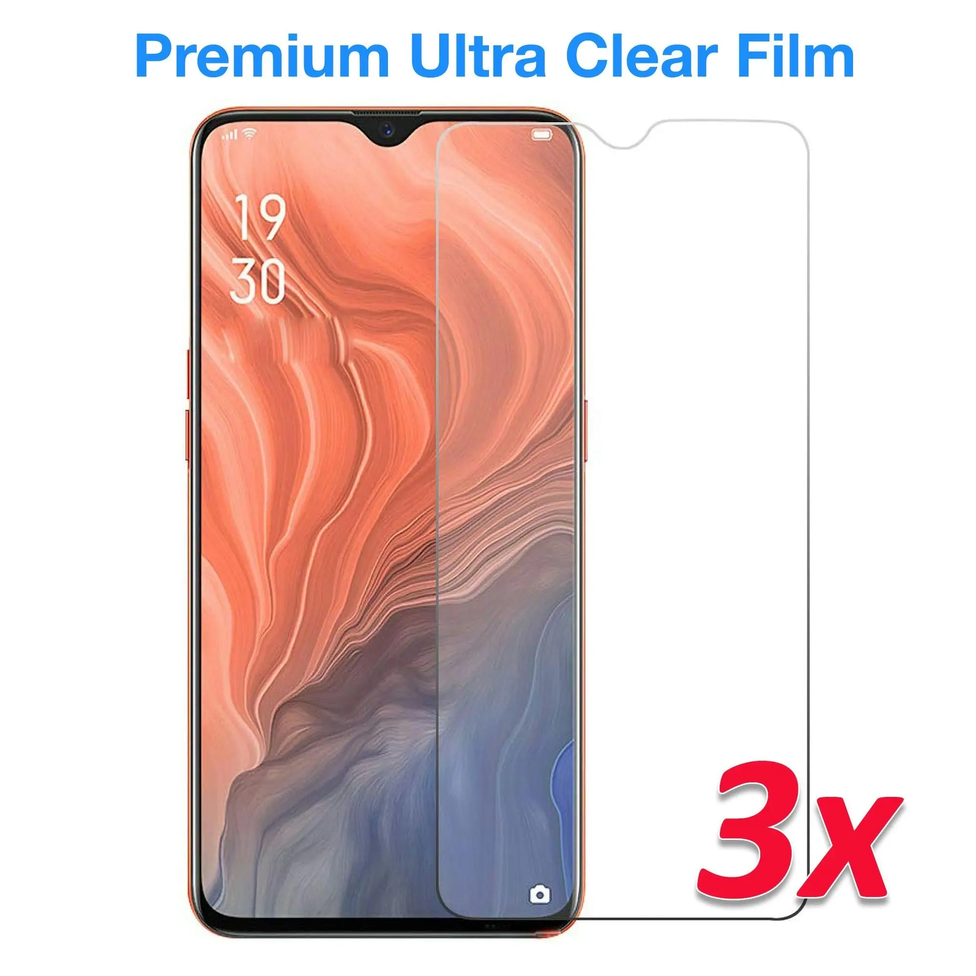 [3 Pack] MEZON Realme C3 Ultra Clear Screen Protector Case Friendly Film (Realme C3, Clear)