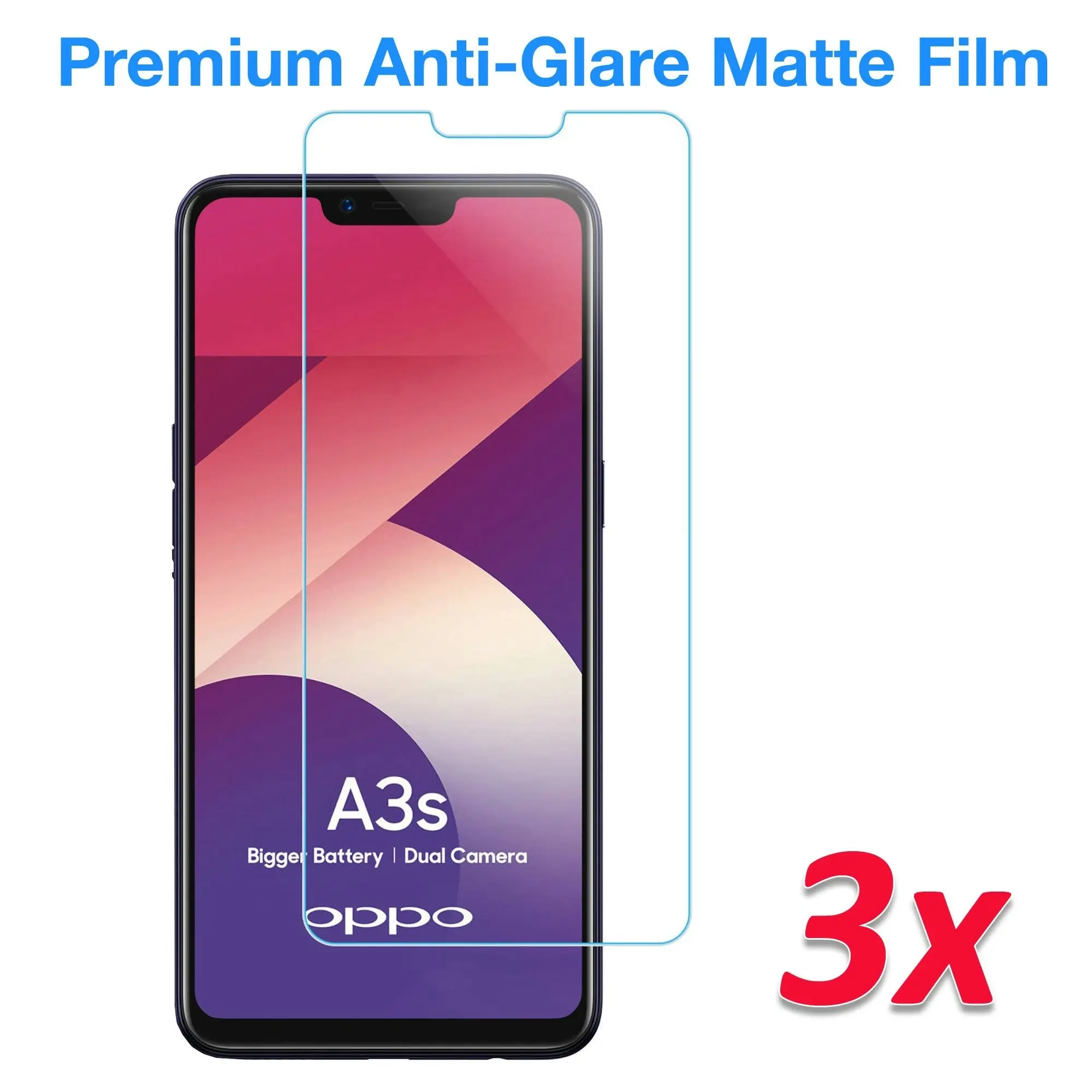 [3 Pack] MEZON OPPO A3s Anti-Glare Matte Screen Protector Case Friendly Film (A3s, Matte)