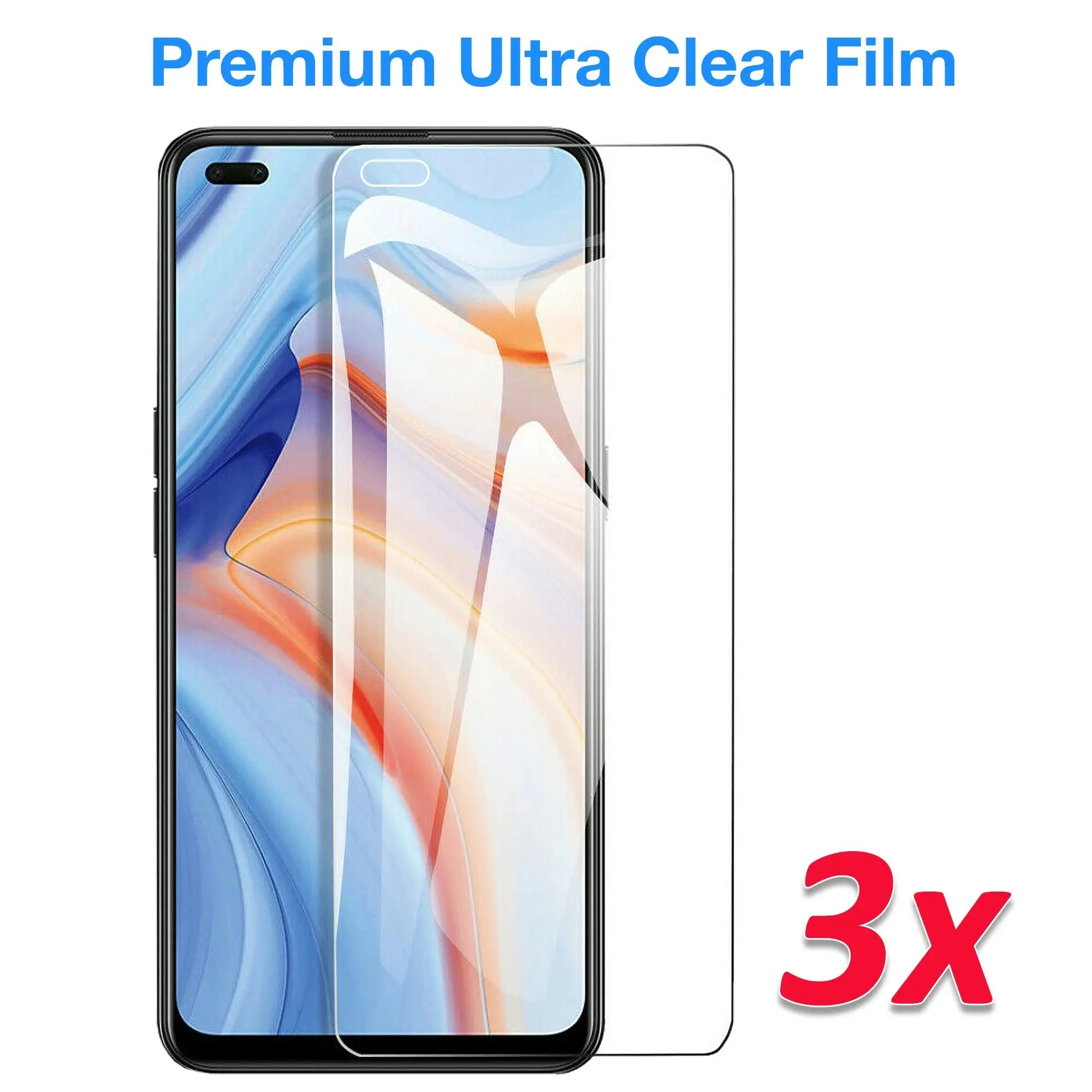 [3 Pack] MEZON OPPO Reno4 5G Ultra Clear Screen Protector Case Friendly Film (Reno4 5G, Clear)