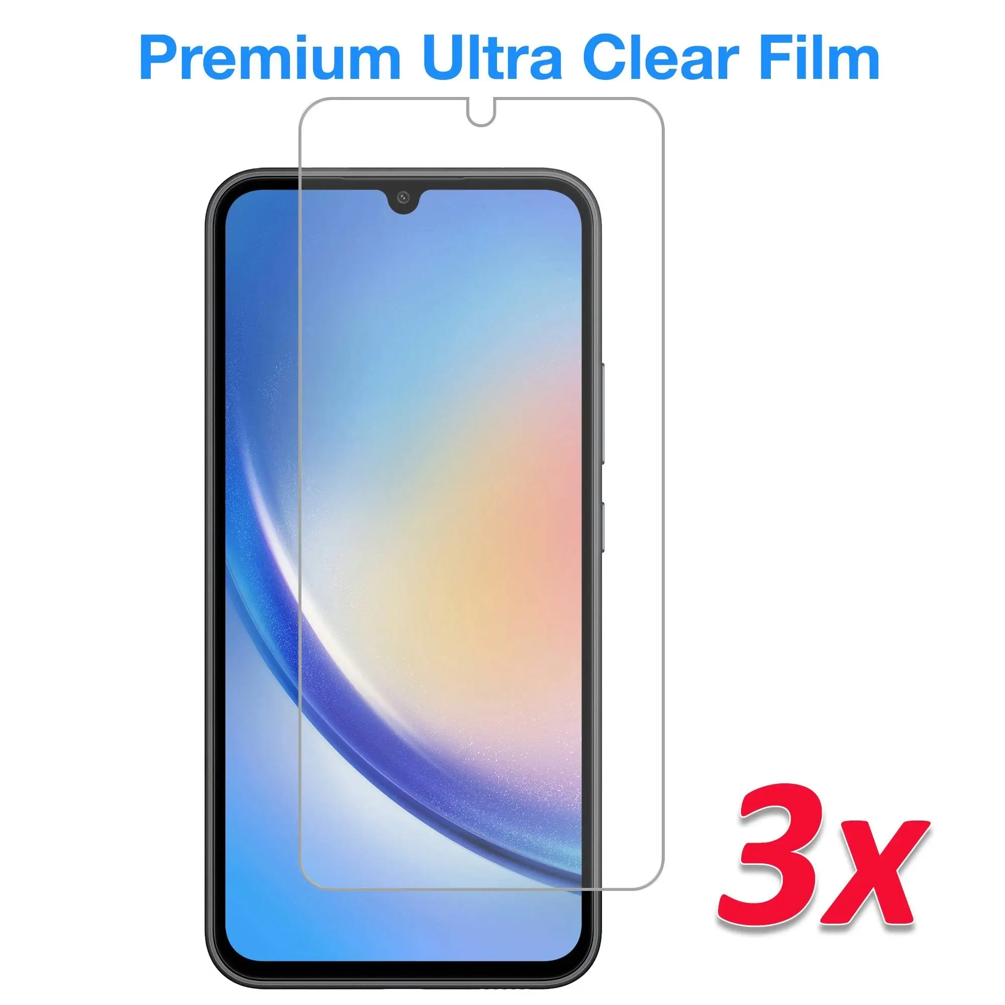 [3 Pack] MEZON Samsung Galaxy A34 5G Ultra Clear Screen Protector Case Friendly Film (Galaxy A34 5G, Clear)