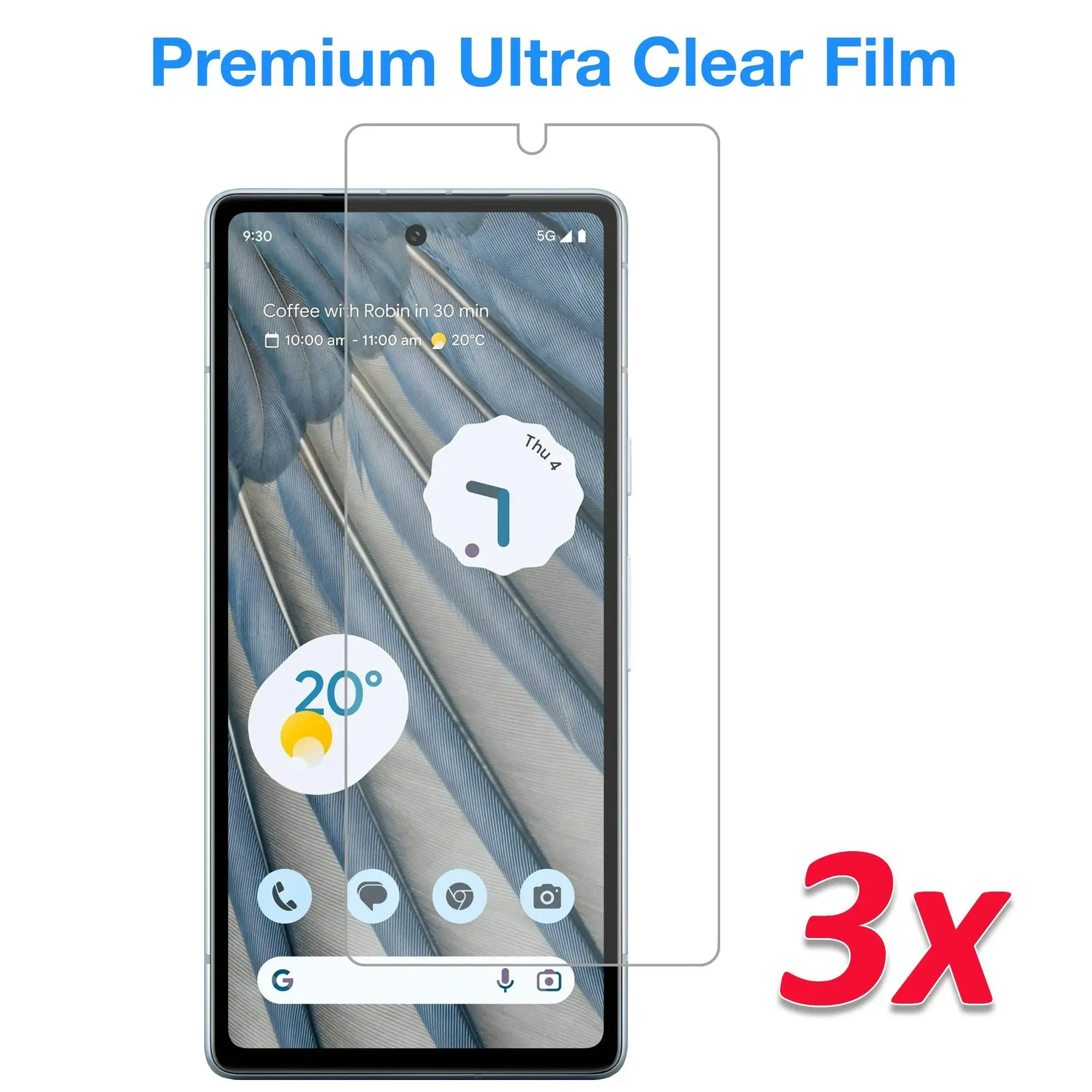 [3 Pack] MEZON Google Pixel 7a (6.1") Ultra Clear Screen Protector Case Friendly Film (Pixel 7a, Clear)