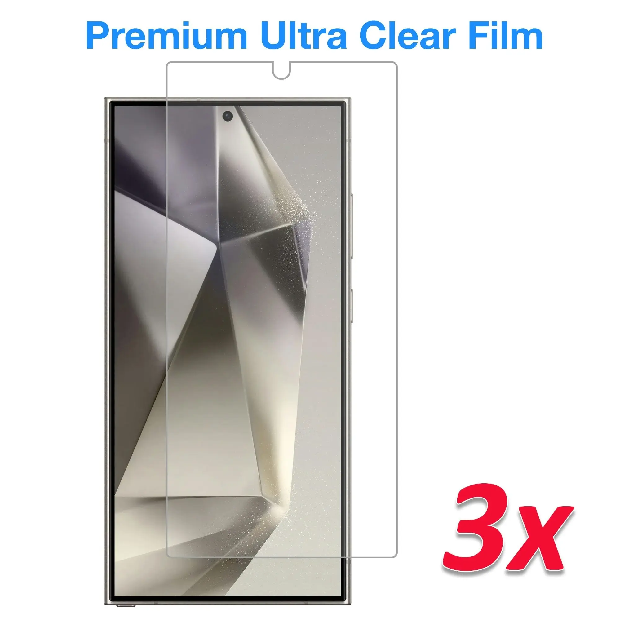 [3 Pack] MEZON Samsung Galaxy S24 Ultra (6.8") Clear Screen Protector Case Friendly Film (Galaxy S24 Ultra, Clear)