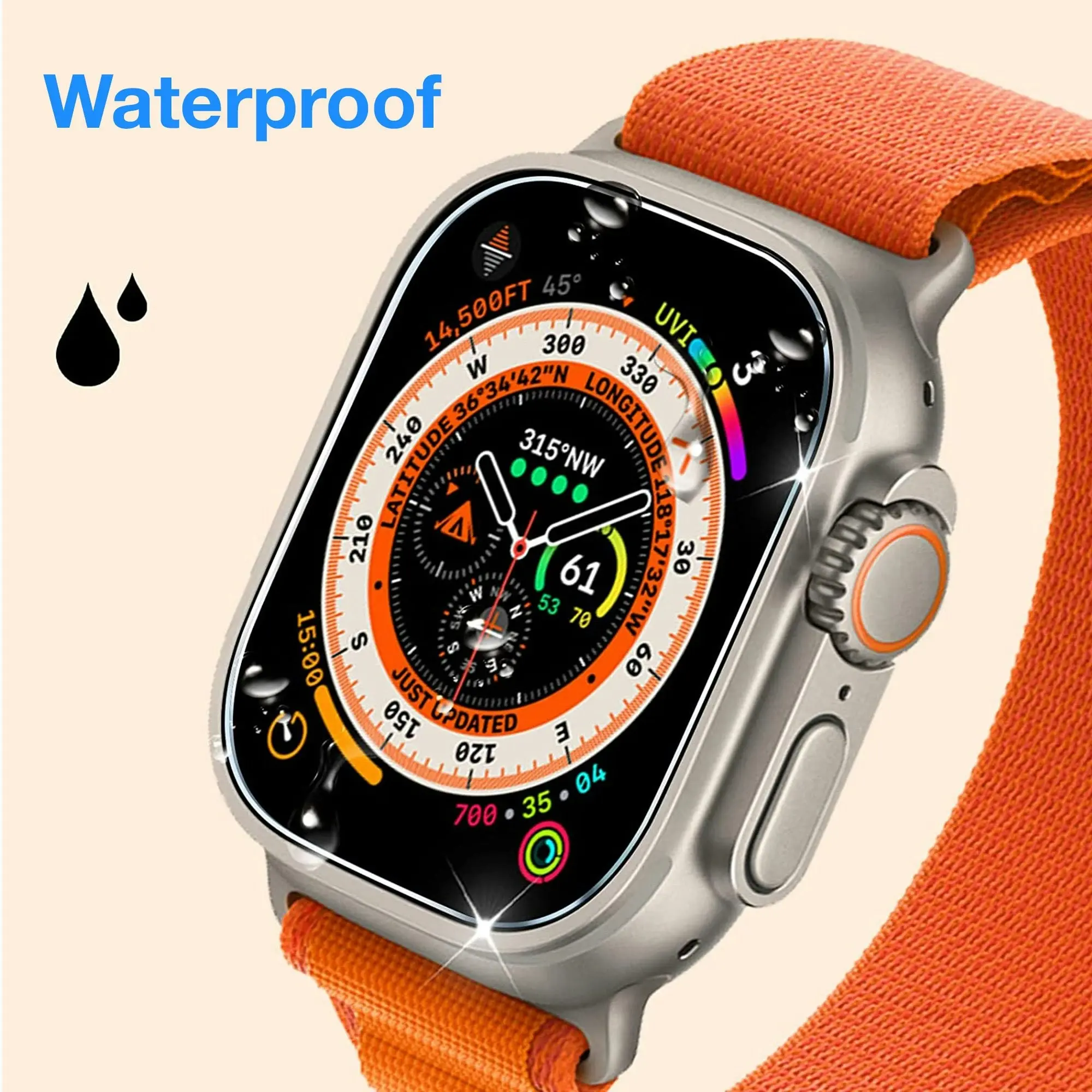 [3 Pack] MEZON Apple Watch Ultra (49 mm) Ultra Clear TPU Film Screen Protectors Shock Absorption (Apple Watch Ultra, Clear)