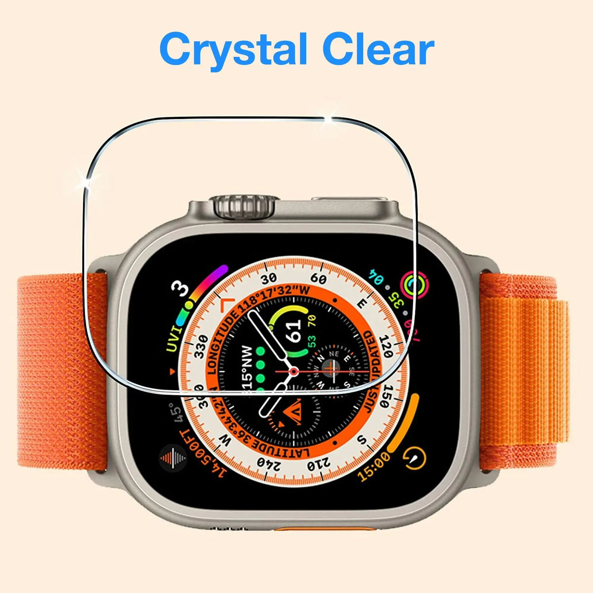 [3 Pack] MEZON Apple Watch Ultra (49 mm) Ultra Clear TPU Film Screen Protectors Shock Absorption (Apple Watch Ultra, Clear)