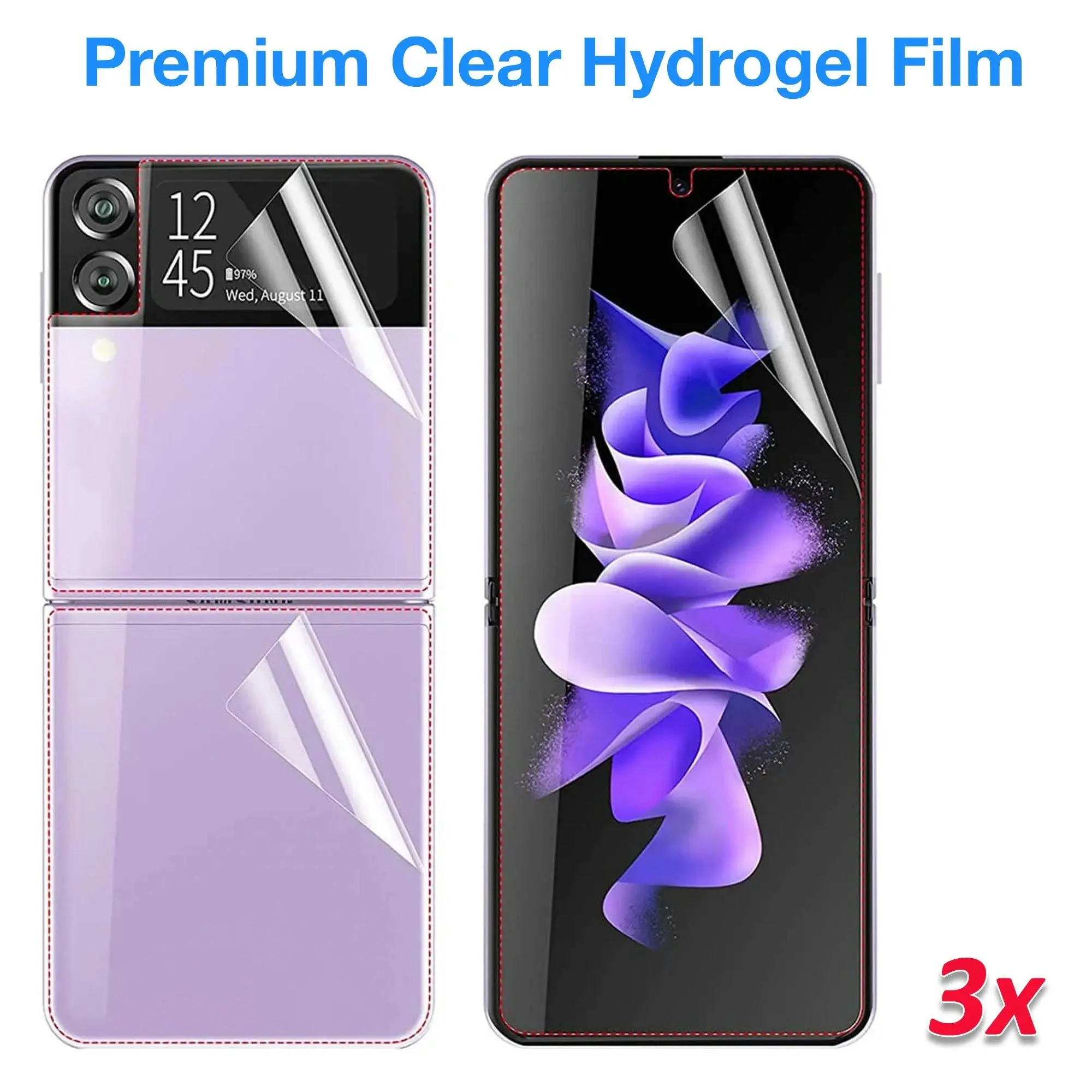 [3x in 1] MEZON Samsung Galaxy Z Flip4 Premium Hydrogel Clear Edge-to-Edge Full Coverage Screen Protector Fingerprint Film