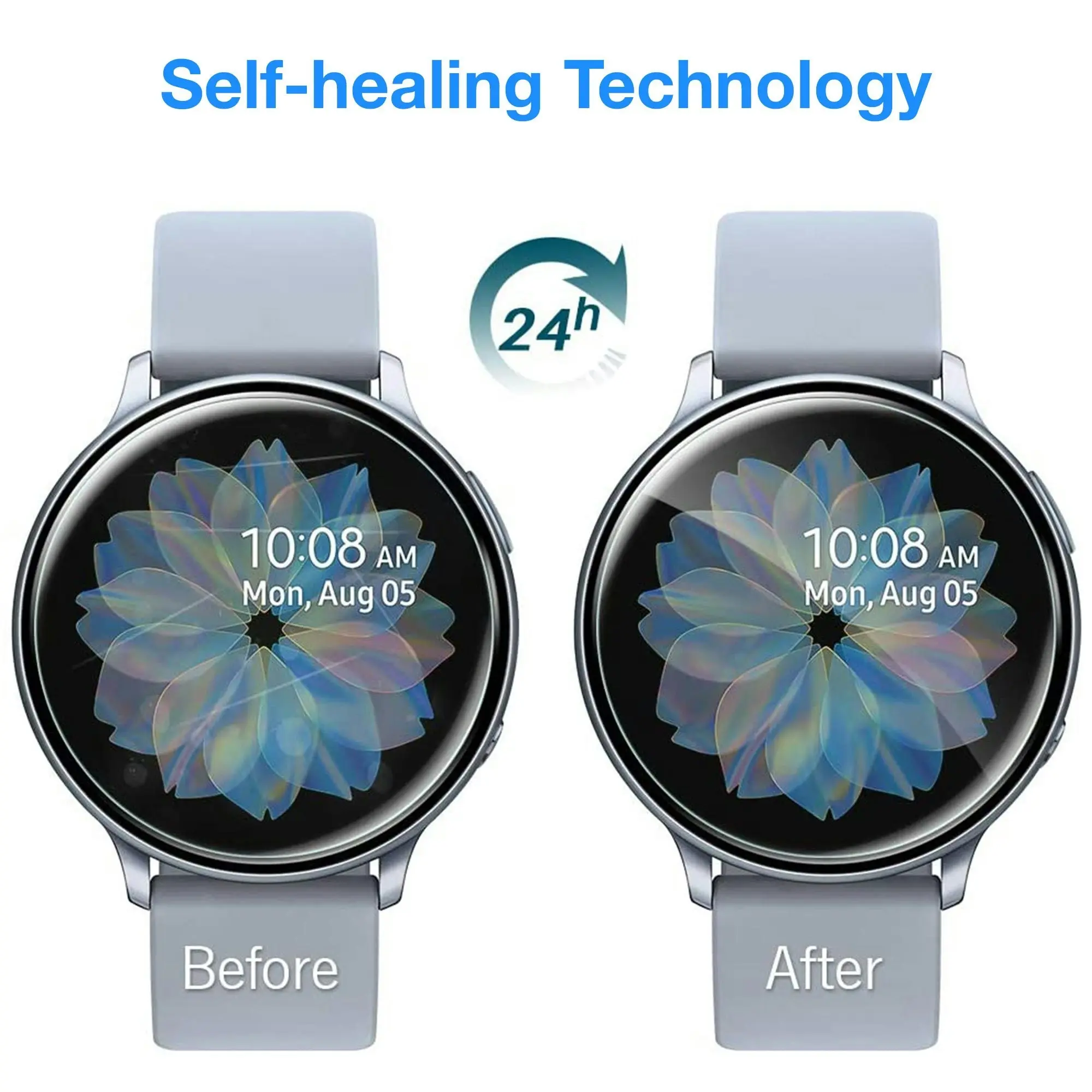 [3 Pack] MEZON Samsung Galaxy Watch4 (44 mm) Ultra Clear TPU Film Screen Protectors Shock Absorption (Watch 4 44mm, Clear)