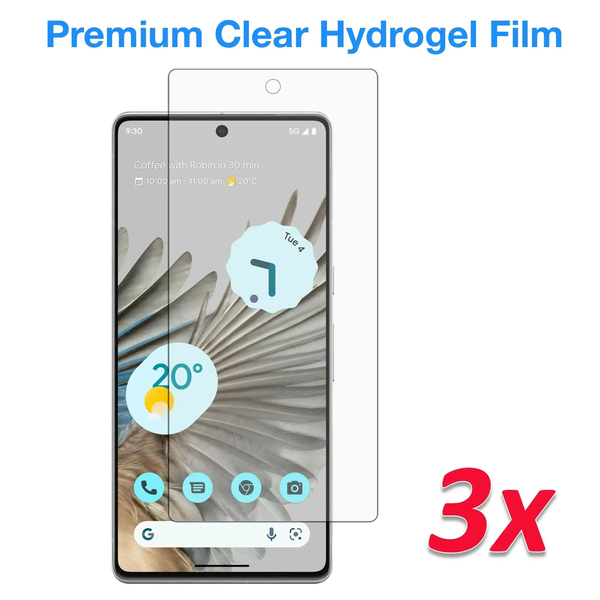 [3 Pack] MEZON Google Pixel 7 Pro (6.7") Premium Hydrogel Clear Edge-to-Edge Full Coverage Screen Protector Fingerprint Film