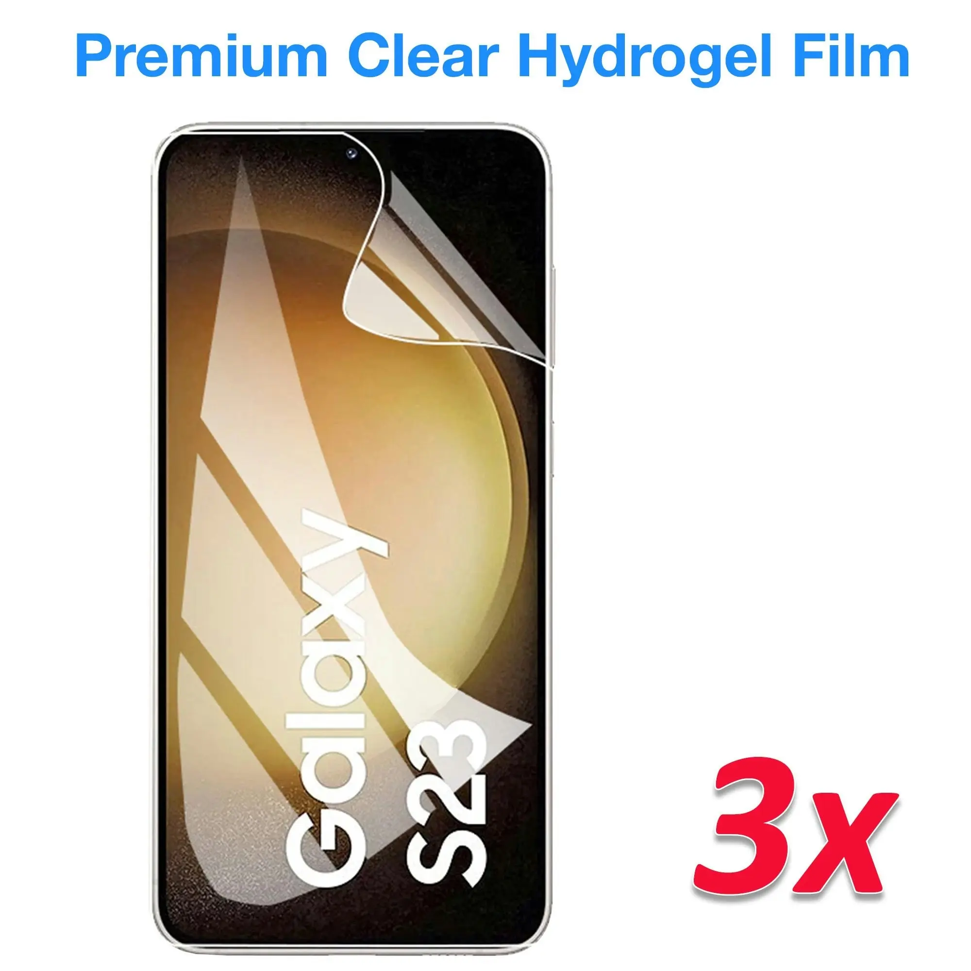 [3 Pack] MEZON Samsung Galaxy S23 (6.1") Premium Hydrogel Clear Full Coverage Screen Protector Film – Fingerprint Sensor