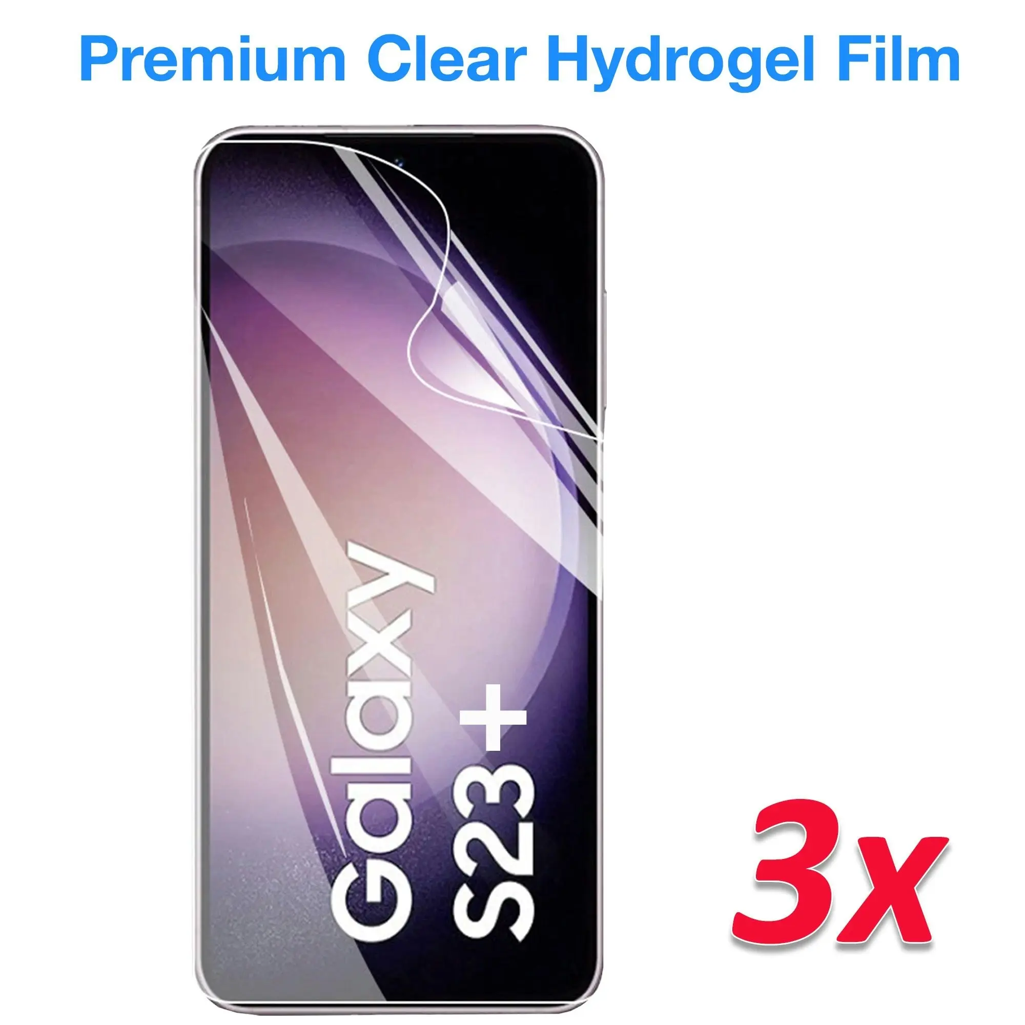 [3 Pack] MEZON Samsung Galaxy S23+ (6.6") Premium Hydrogel Clear Full Coverage Screen Protector Film – Fingerprint Sensor