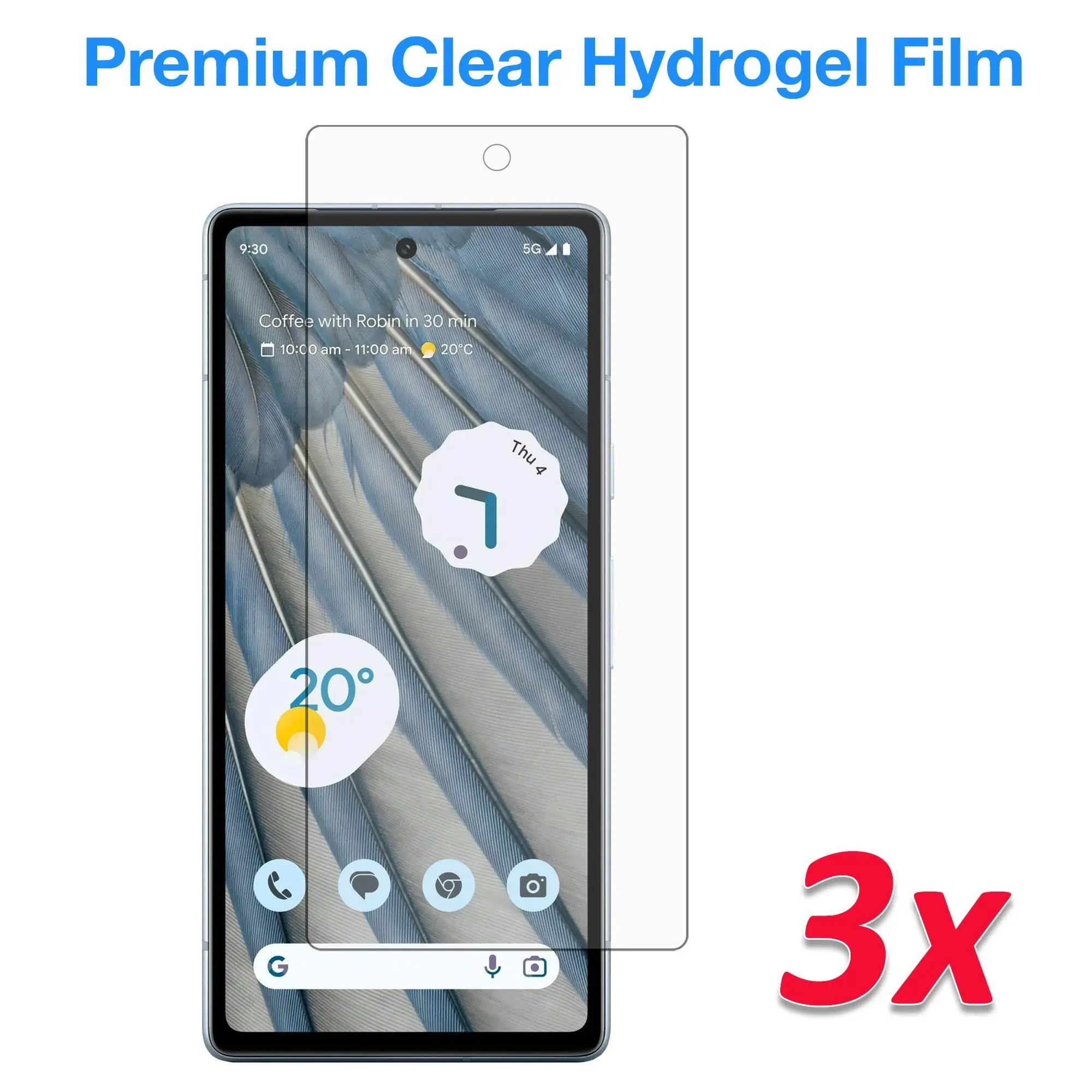 [3 Pack] MEZON Google Pixel 7a (6.1") Premium Hydrogel Clear Edge-to-Edge Full Coverage Screen Protector Fingerprint Sensor Film