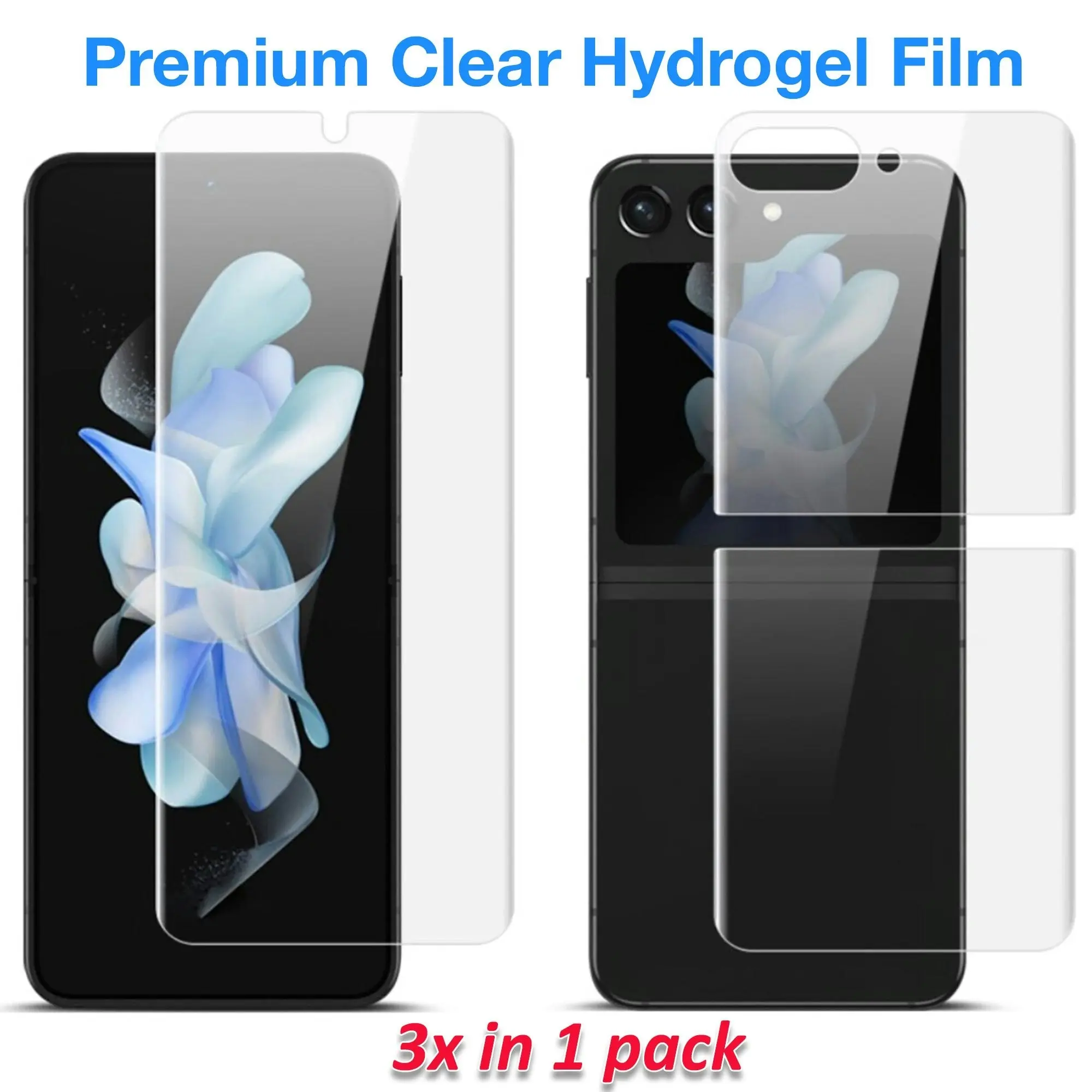 [3x in 1] MEZON Samsung Galaxy Z Flip5 Premium Hydrogel Clear Edge-to-Edge Full Coverage Screen Protector Fingerprint Film