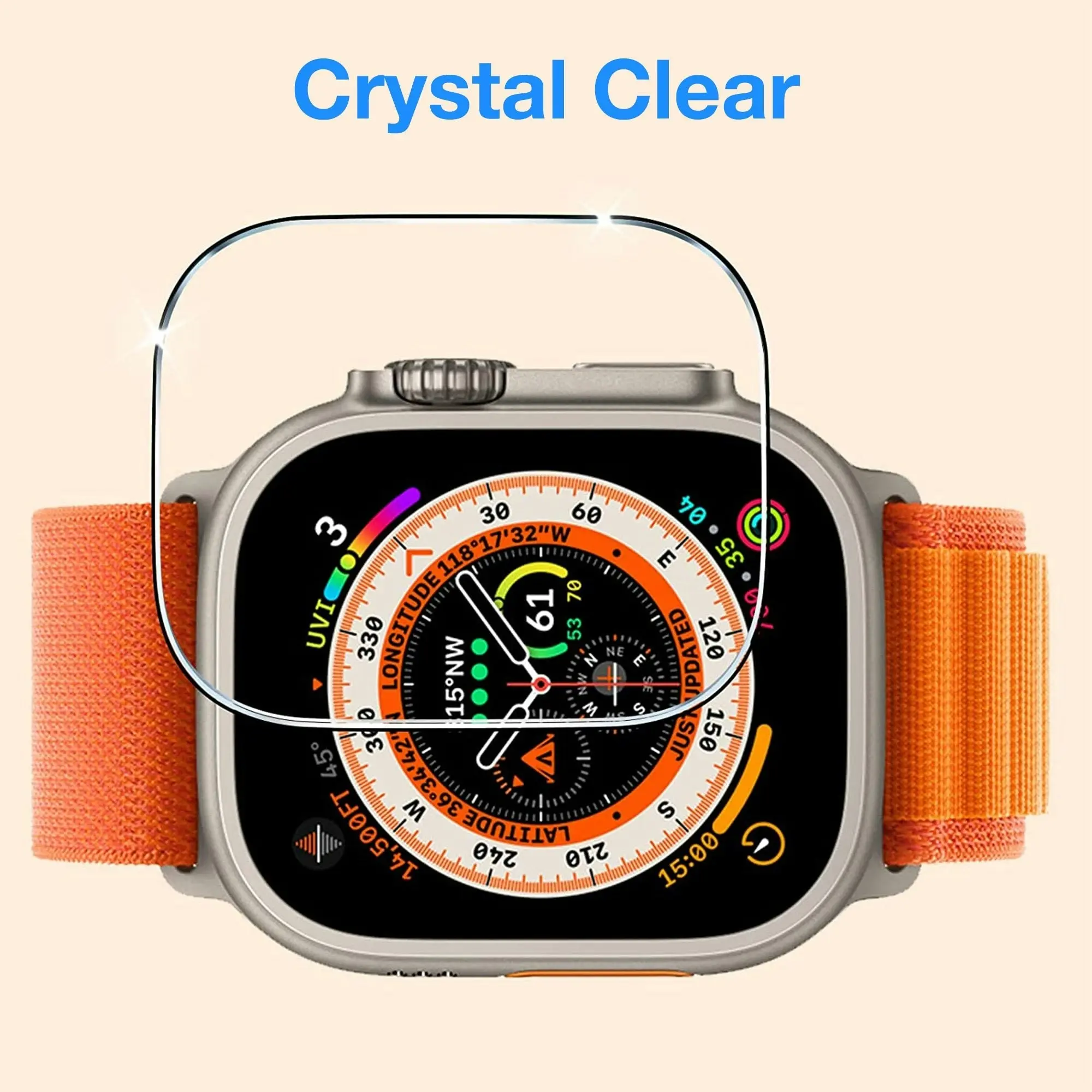 [3 Pack] MEZON Apple Watch Ultra 2 (49 mm) Ultra Clear TPU Film Screen Protectors Shock Absorption (Apple Watch Ultra 2, Clear)