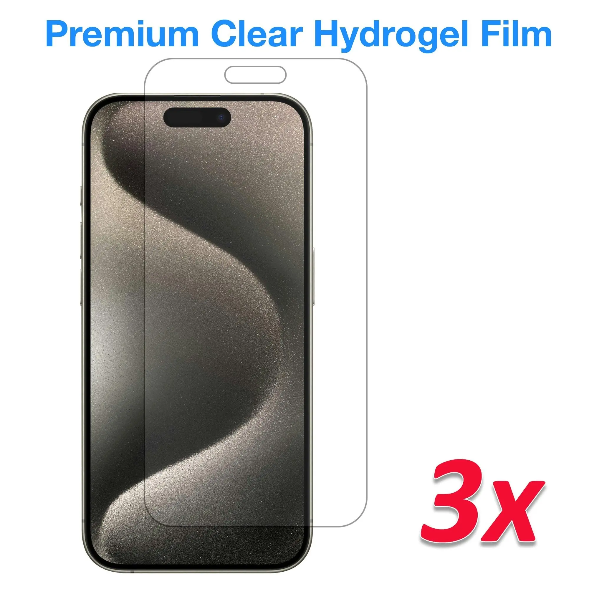 [3 Pack] MEZON iPhone 15 Pro Max (6.7") Premium Hydrogel Clear Edge-to-Edge Full Coverage Screen Protector Film