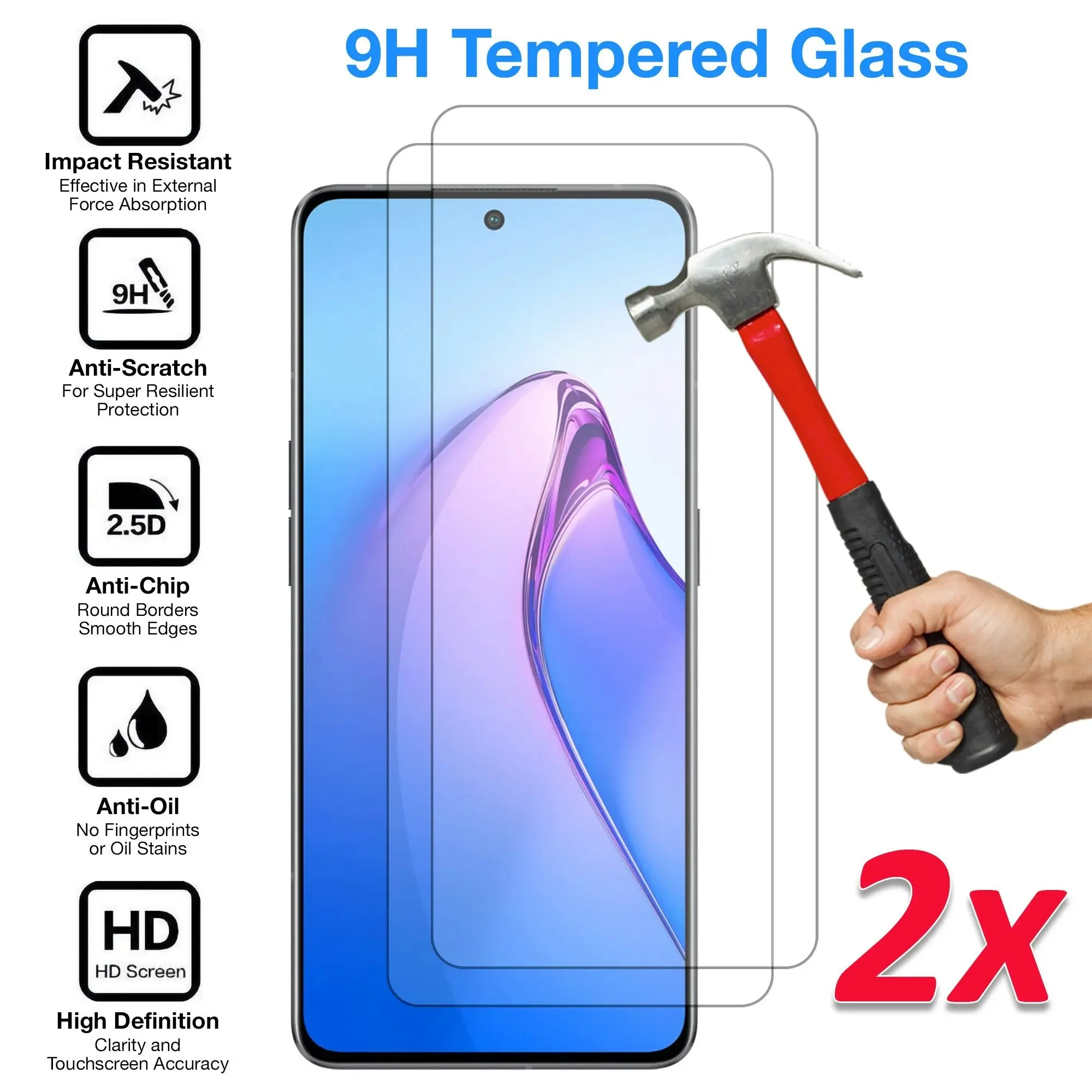 [2 Pack] MEZON Tempered Glass for OPPO Reno8 Pro 5G Crystal Clear Premium 9H HD Case Friendly Screen Protector