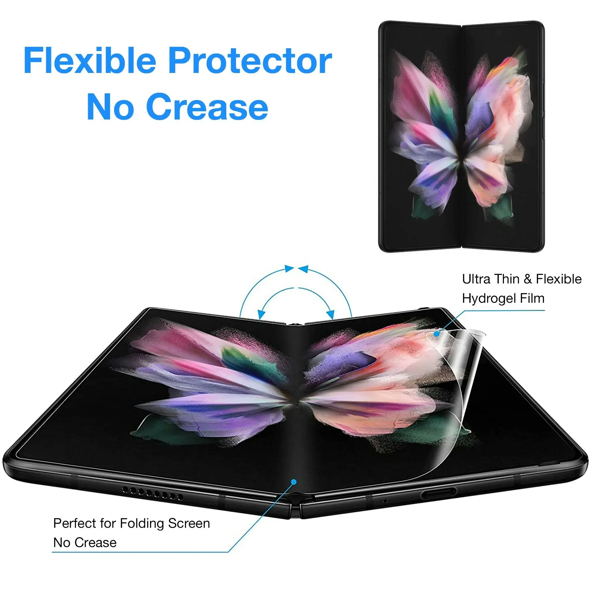 [3x in 1] MEZON Samsung Galaxy Z Fold4 Premium Hydrogel Clear Edge-to-Edge Full Coverage Screen Protector Fingerprint Film