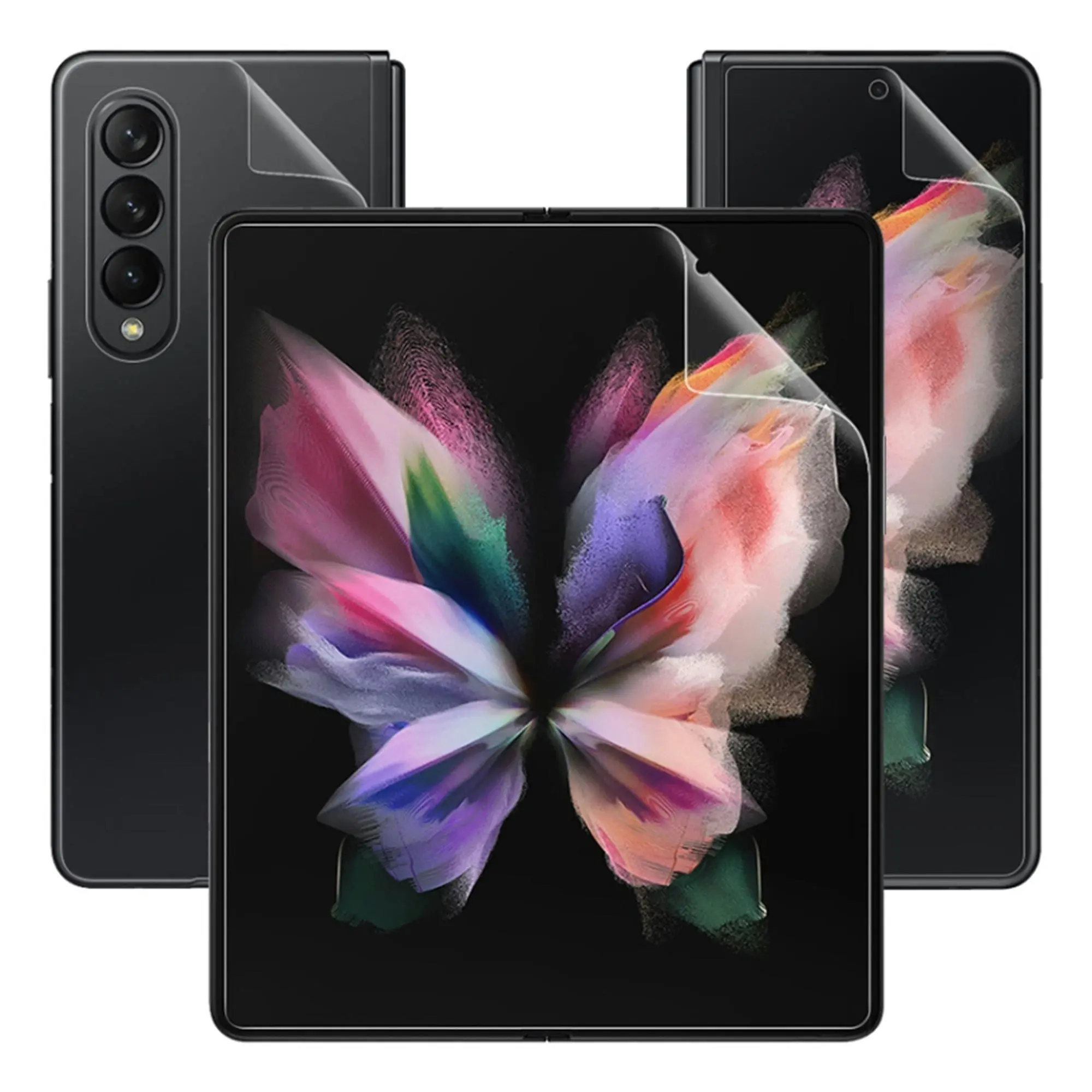 [3x in 1] MEZON Samsung Galaxy Z Fold4 Premium Hydrogel Clear Edge-to-Edge Full Coverage Screen Protector Fingerprint Film