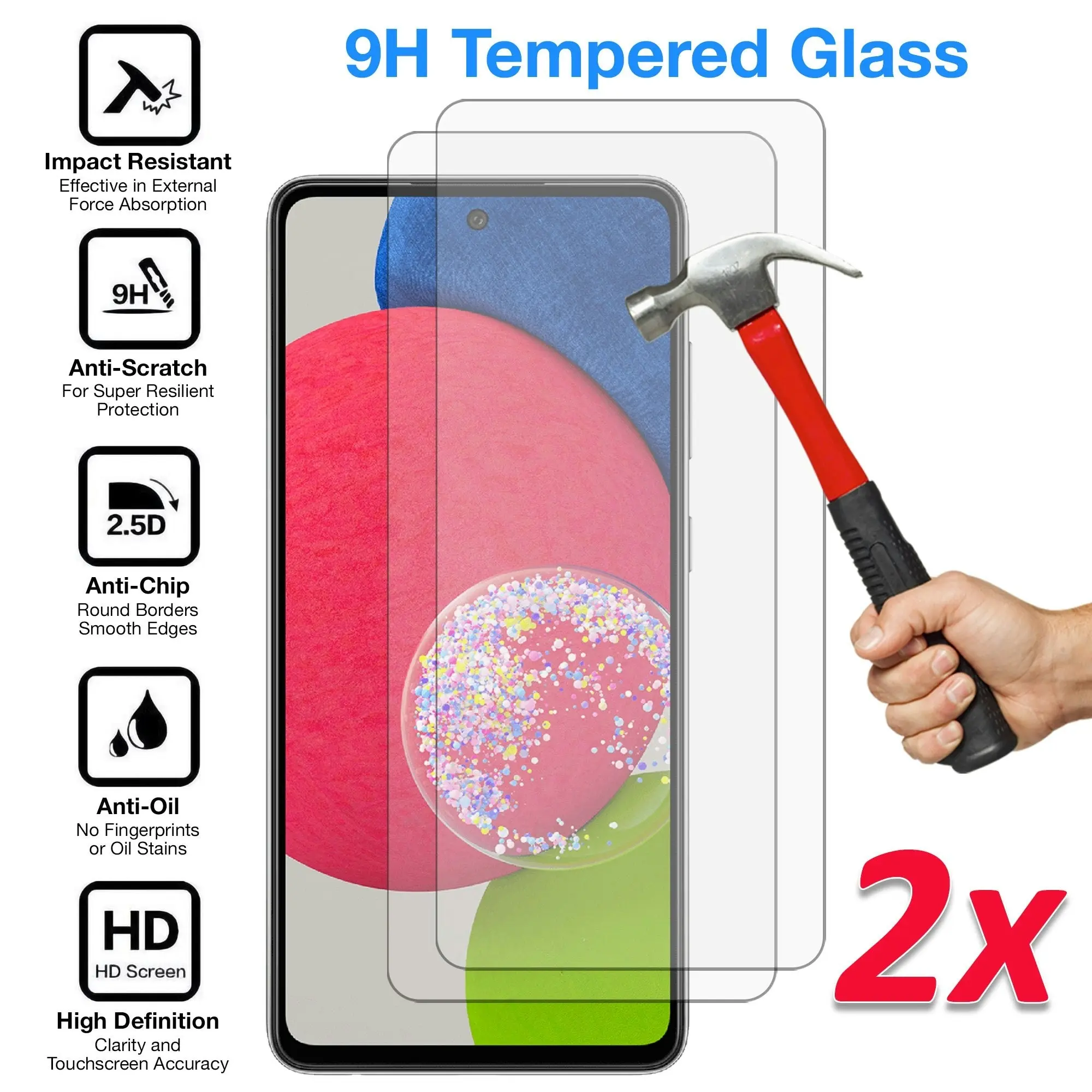 [2 Pack] MEZON Samsung Galaxy A52s 5G Tempered Glass Crystal Clear Premium 9H HD Case Friendly Screen Protector (A52s 5G, 9H)