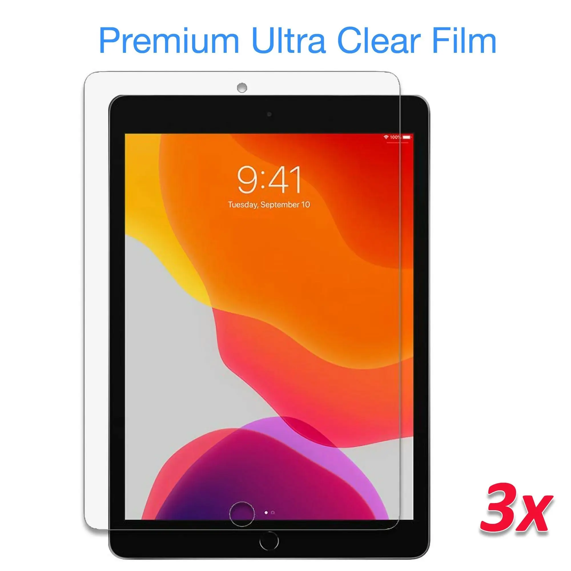 [3 Pack] MEZON Apple iPad 10.2" (2019) Ultra Clear Film Case and Pencil Friendly Screen Protector (iPad 10.2", Clear)