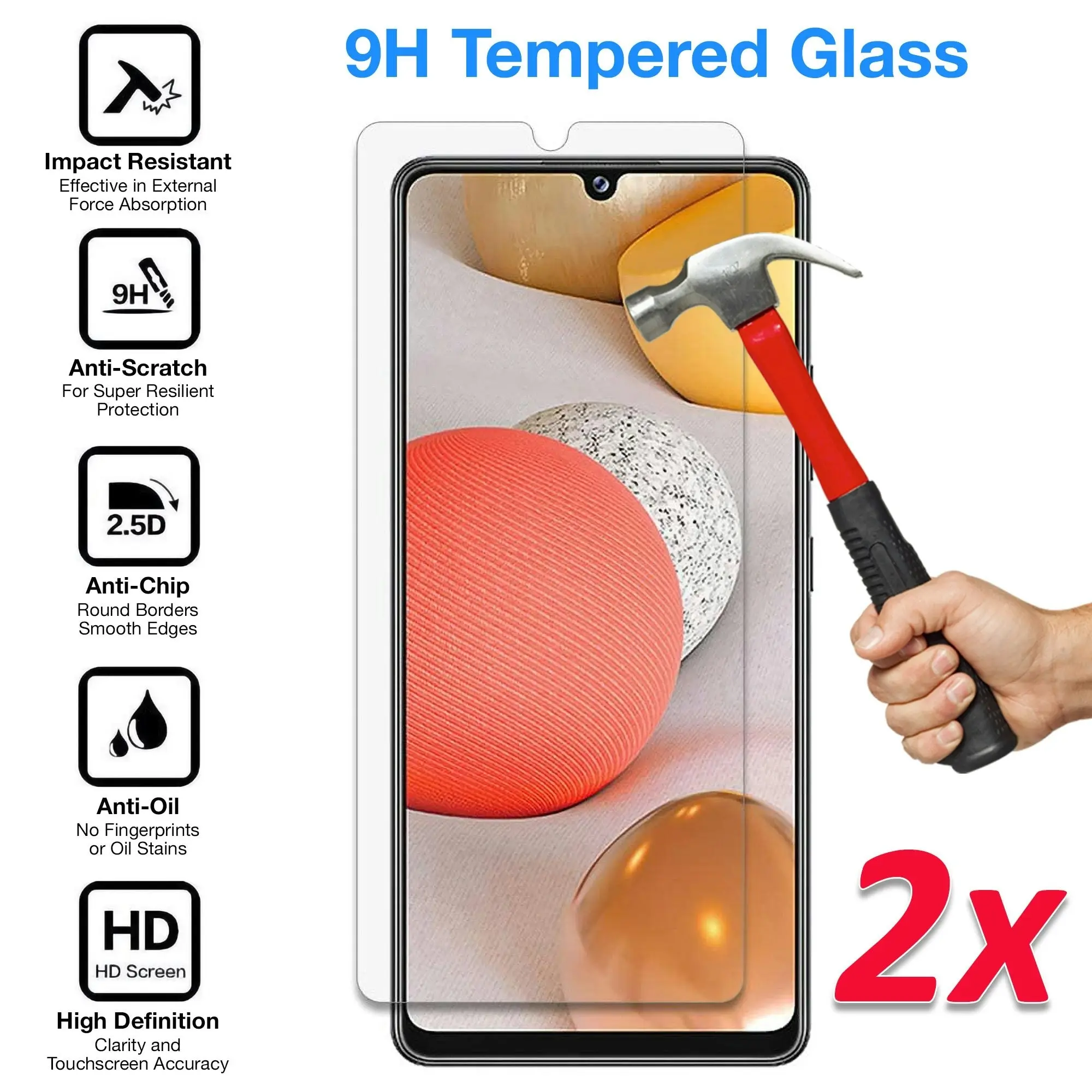 [2 Pack] MEZON Samsung Galaxy A42 5G Tempered Glass Crystal Clear Premium 9H HD Case Friendly Screen Protector (A42 5G, 9H)