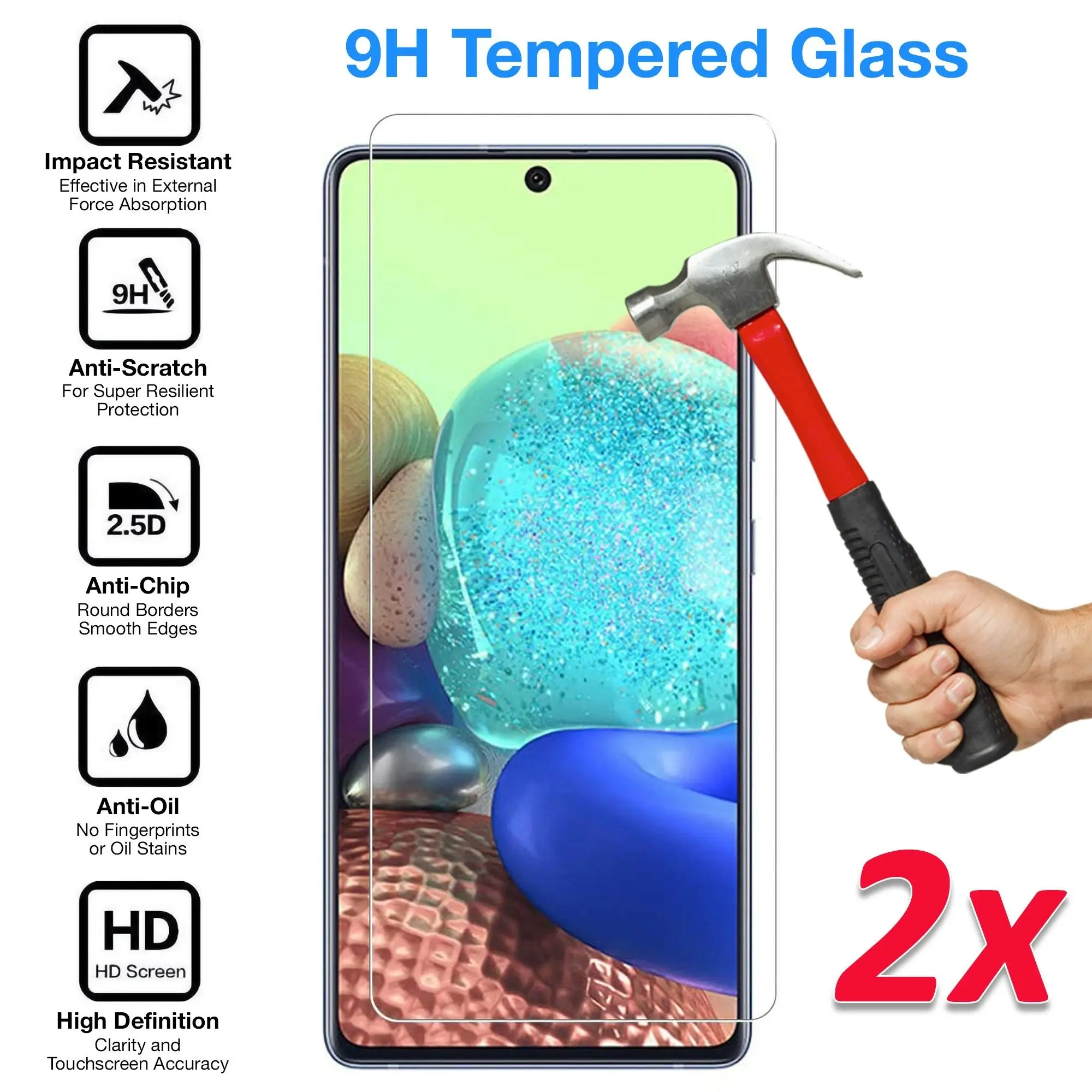 [2 Pack] MEZON Samsung Galaxy A71 5G Tempered Glass Crystal Clear Premium 9H HD Case Friendly Screen Protector (A71 5G, 9H)