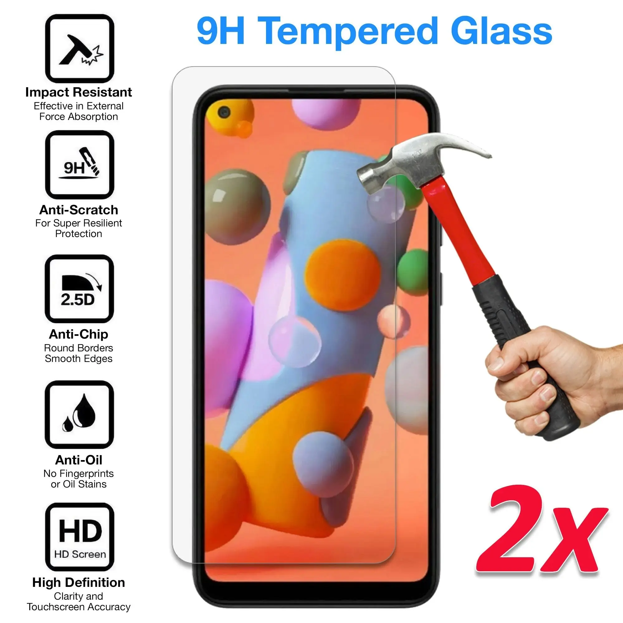 [2 Pack] MEZON Samsung Galaxy A21s Tempered Glass Crystal Clear Premium 9H HD Case Friendly Screen Protector (A21s, 9H)