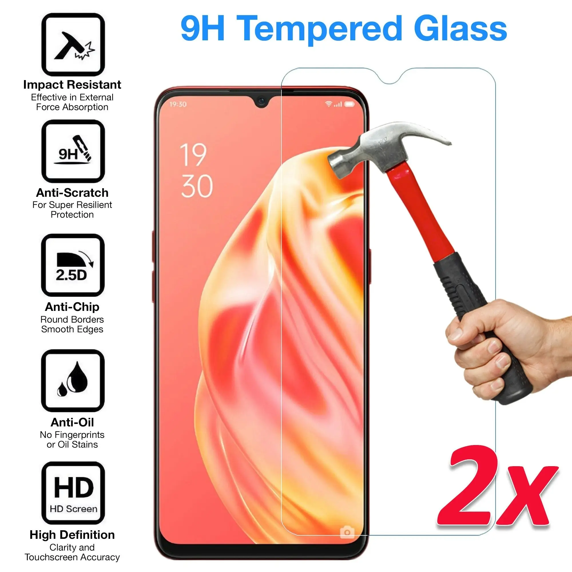 [2 Pack] MEZON Realme C21 Tempered Glass 9H HD Crystal Clear Premium Case Friendly Screen Protector (Realme C21, 9H)