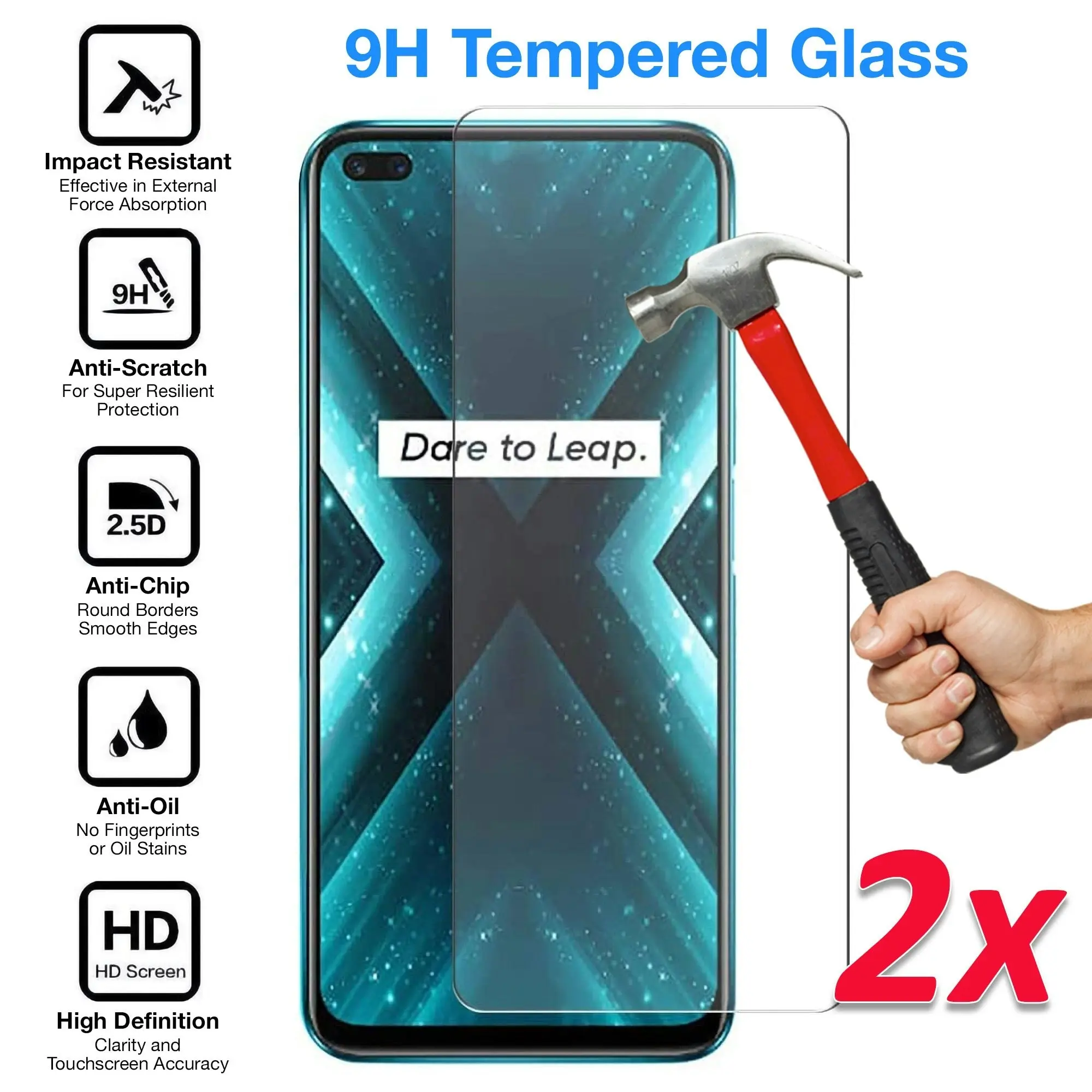 [2 Pack] MEZON Realme X3 SuperZoom Tempered Glass 9H HD Crystal Clear Premium Case Friendly Screen Protector