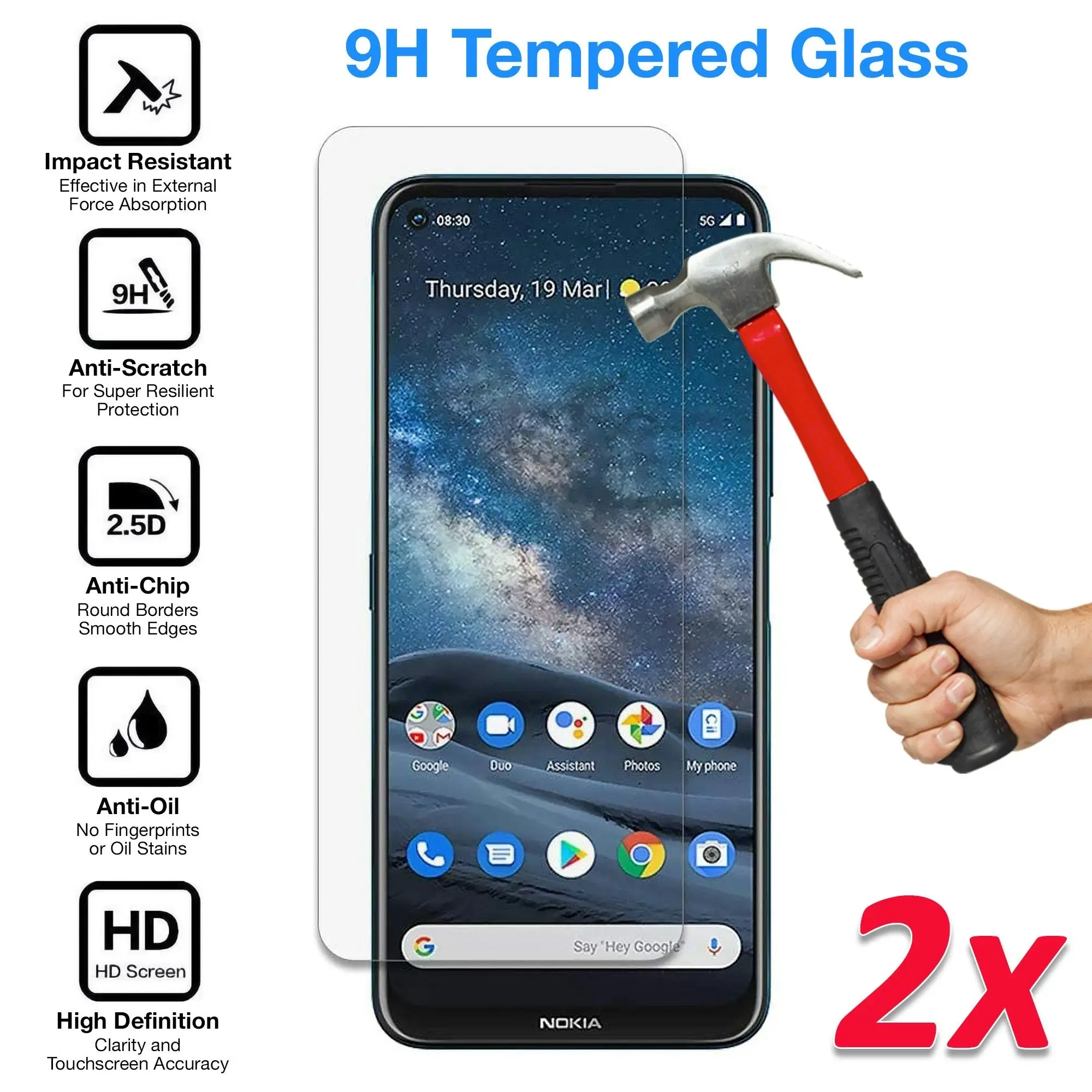 [2 Pack] MEZON Nokia 8.3 5G Tempered Glass Crystal Clear Premium 9H HD Case Friendly Screen Protector (Nokia 8.3 5G, 9H)