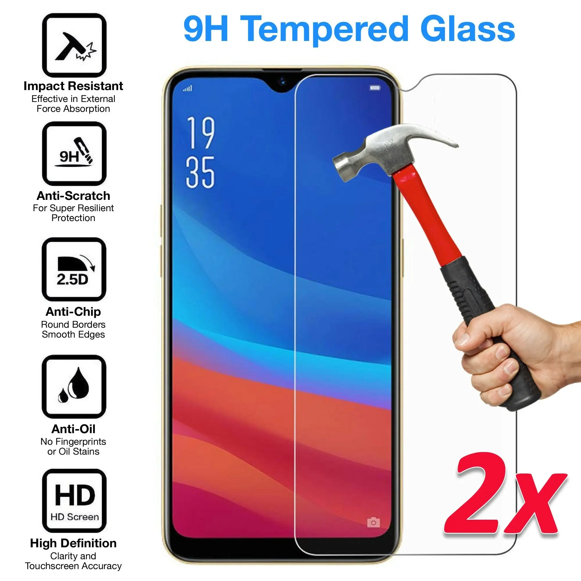 [2 Pack] MEZON OPPO AX5s Tempered Glass 9H HD Crystal Clear Premium Case Friendly Screen Protector (AX5s, 9H)