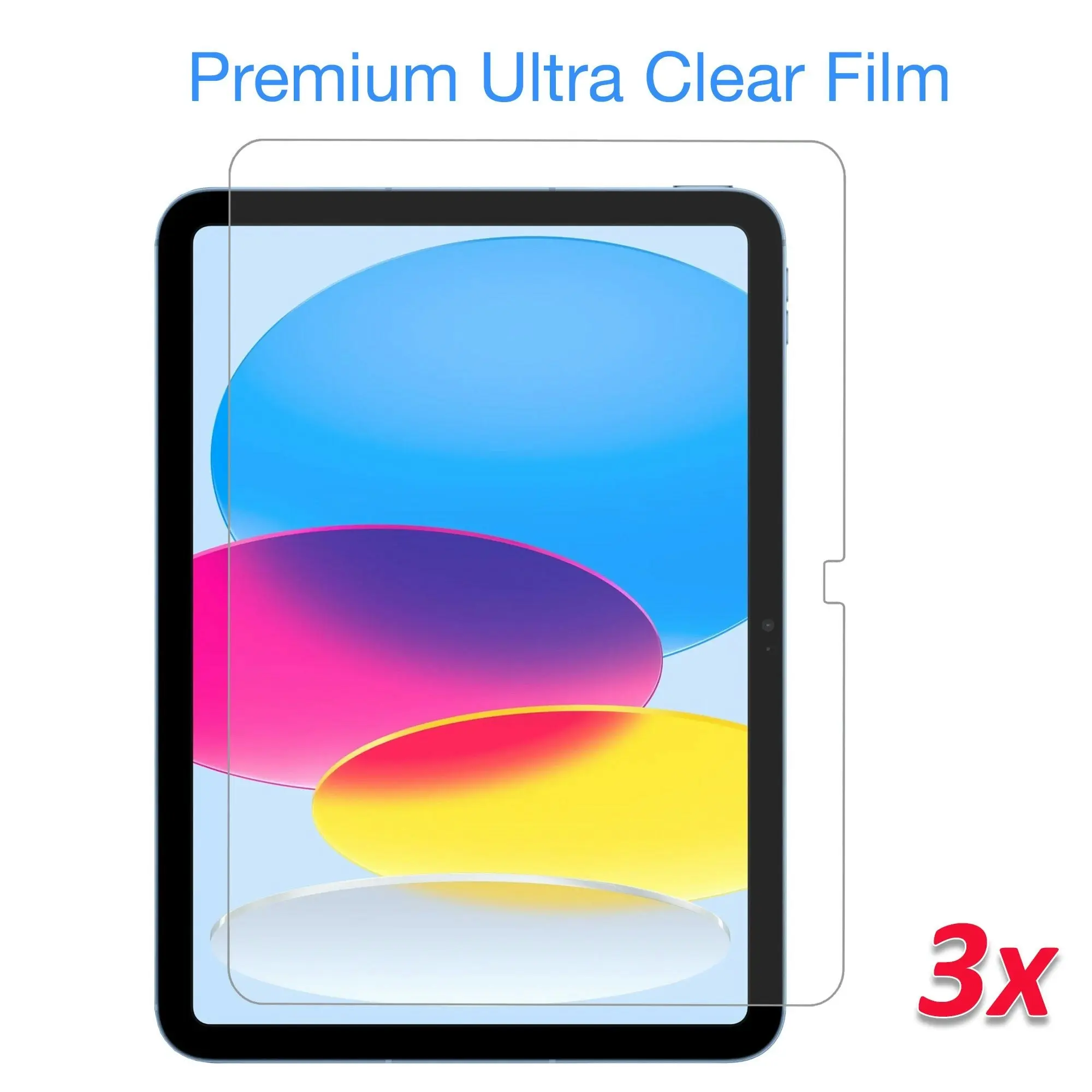 [3 Pack] MEZON Apple iPad 10.9" 2022 (10th gen) Ultra Clear Film Screen Protector Case and Pencil Friendly (iPad 10.9", Clear)