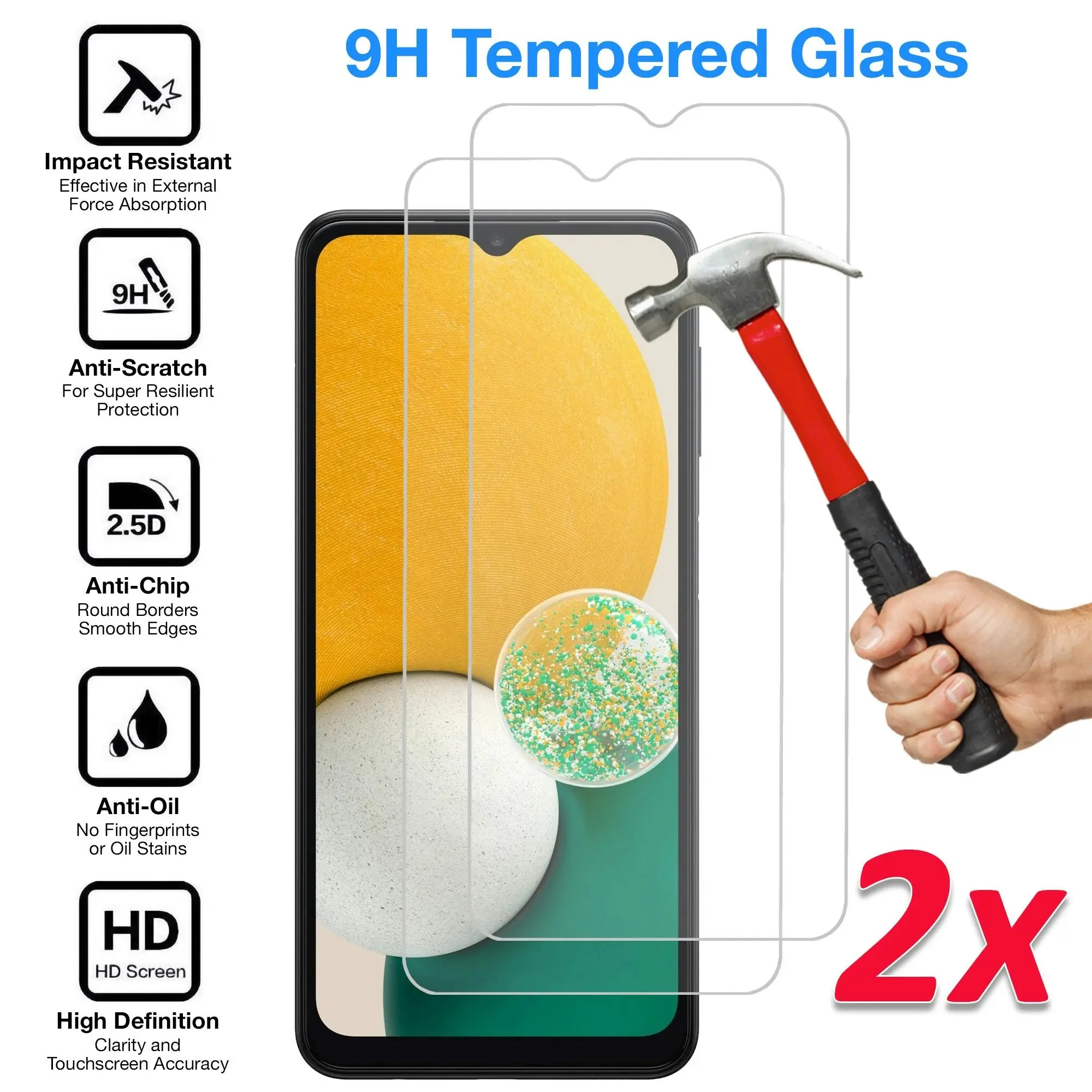 [2 Pack] MEZON Samsung Galaxy A13 5G Tempered Glass Crystal Clear Premium 9H HD Case Friendly Screen Protector (Galaxy A13 5G, 9H)