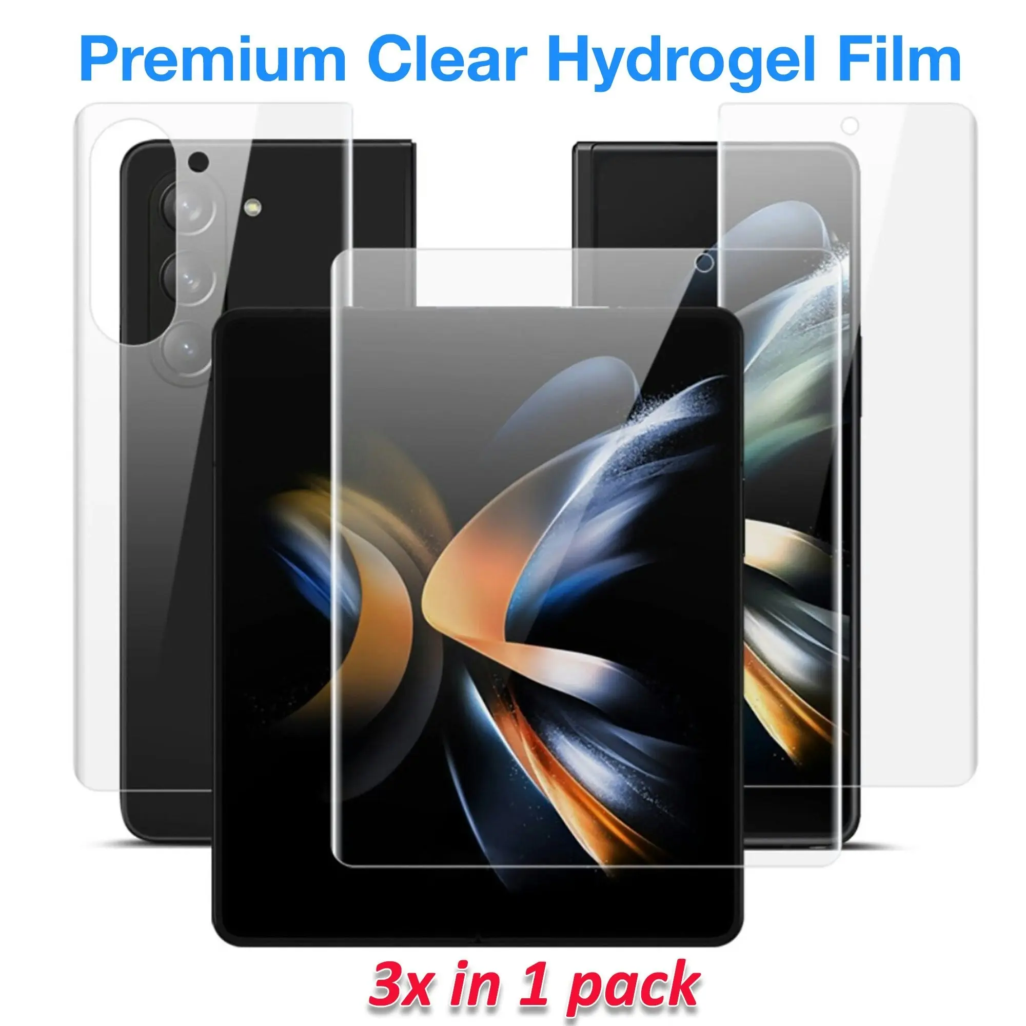 [3x in 1] MEZON Samsung Galaxy Z Fold5 Premium Hydrogel Clear Edge-to-Edge Full Coverage Screen Protector Fingerprint Film